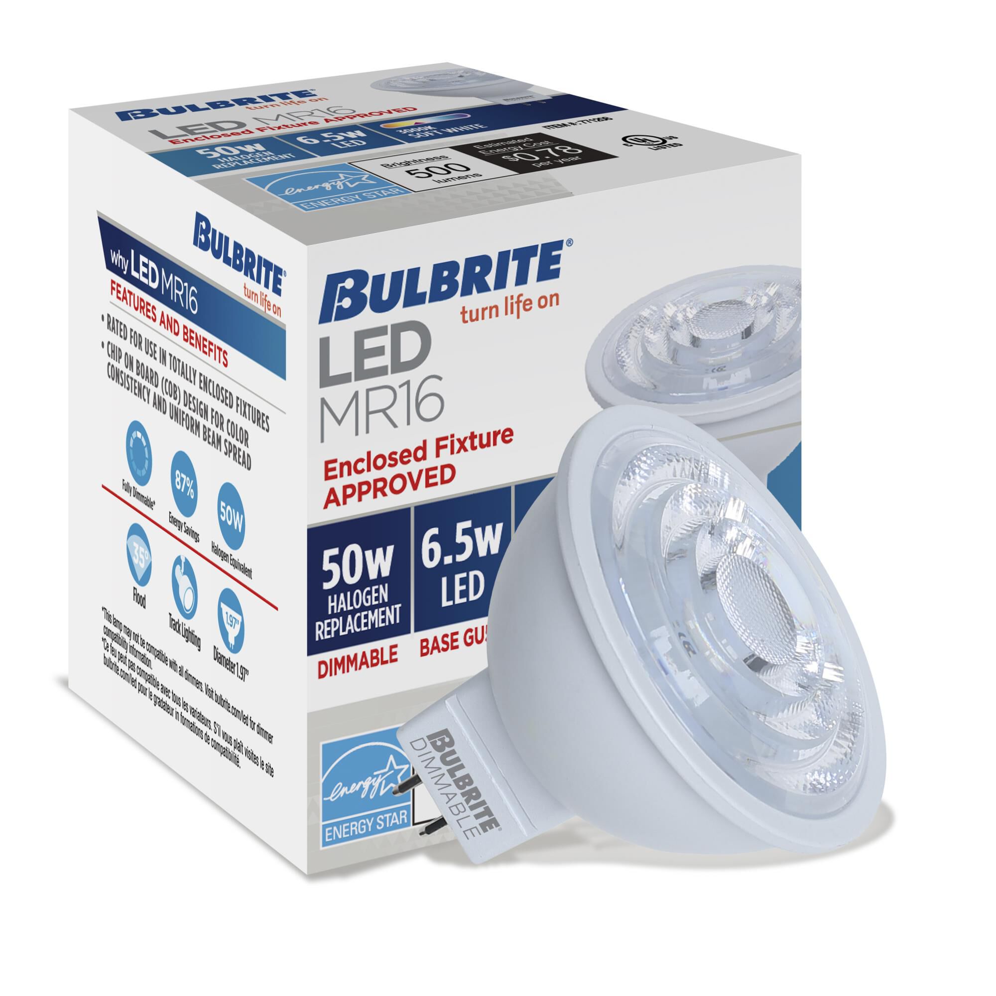 6.5 Watt 3000K MR16 LED Light Bulb,