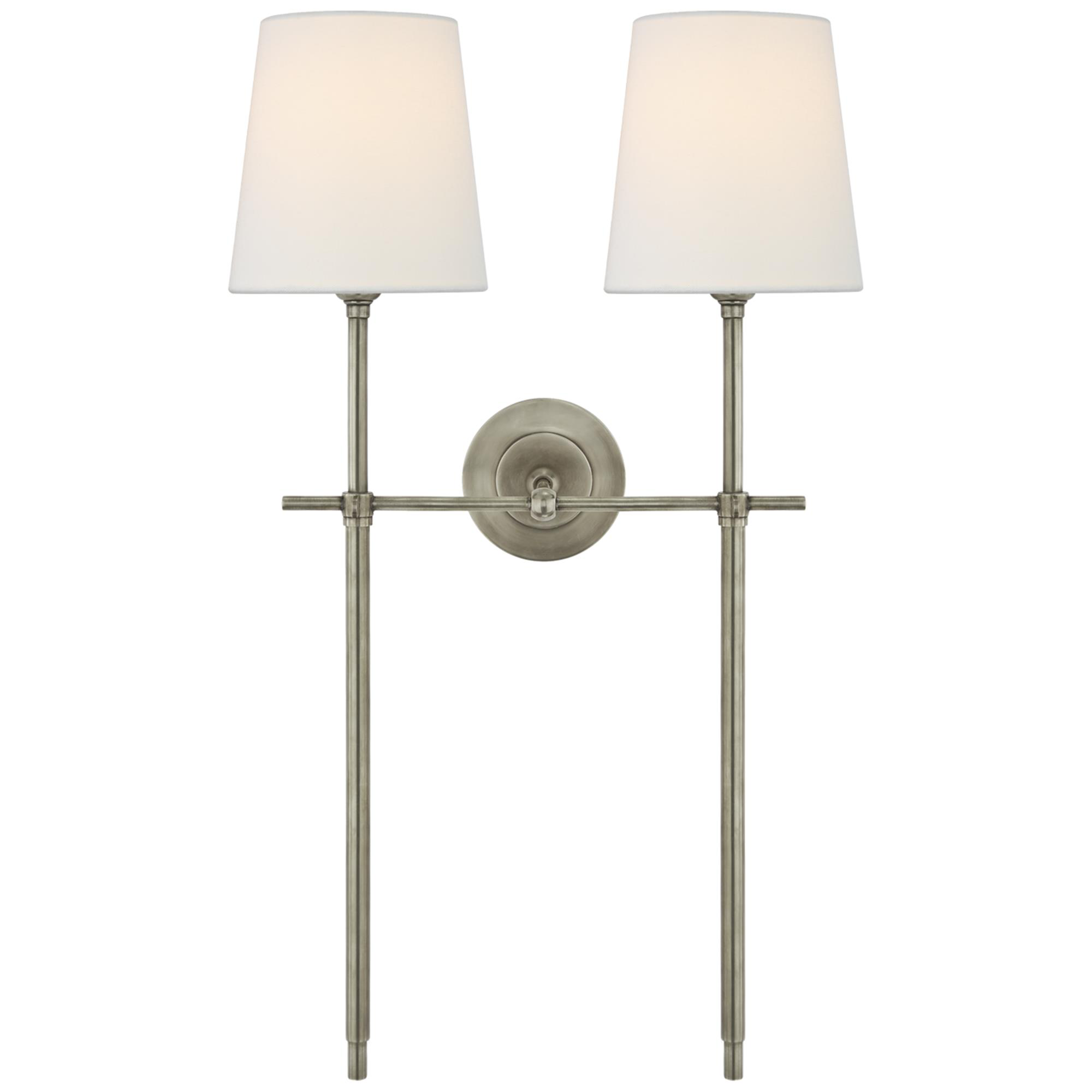 Shown in Antique Nickel finish and Linen shade
