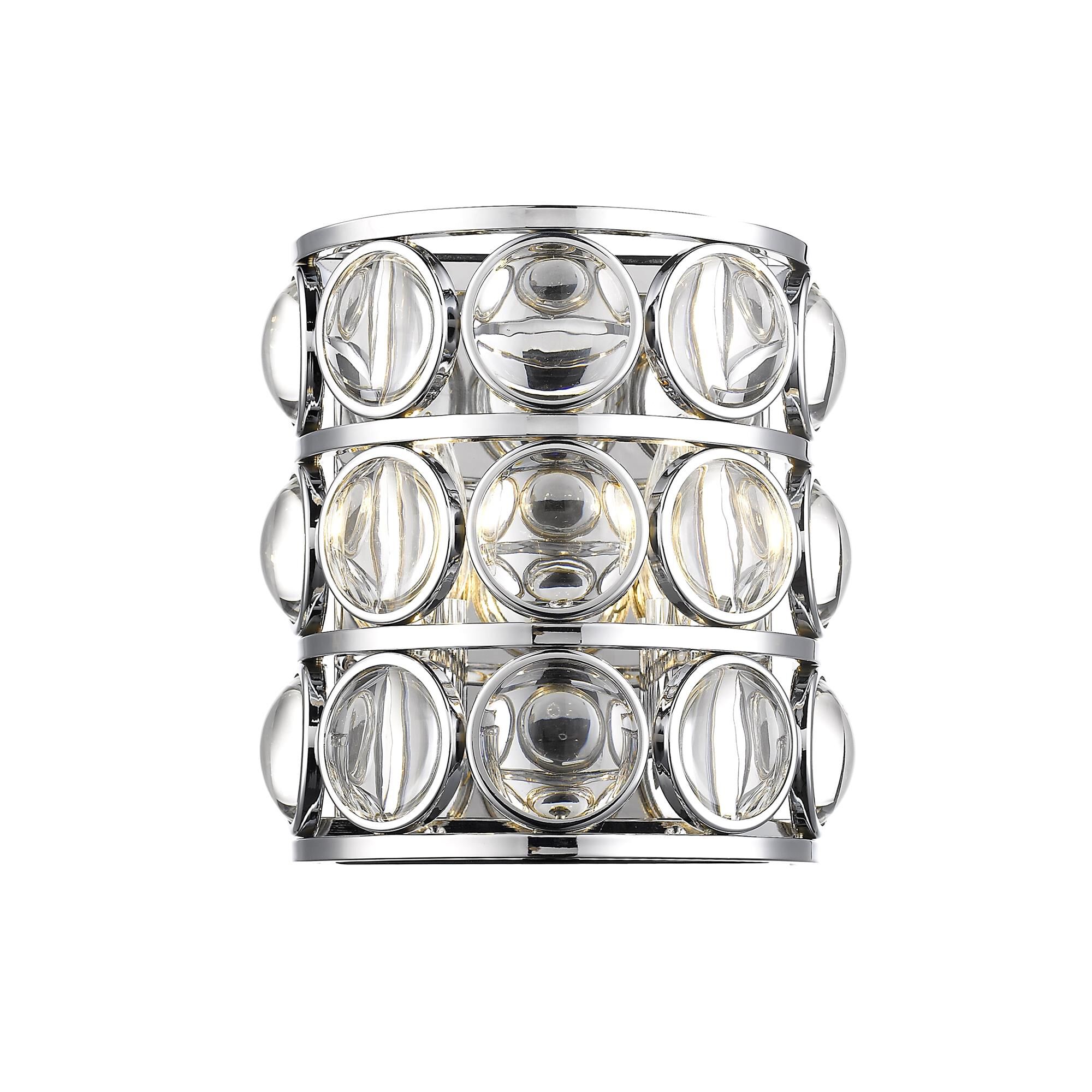 Shown in Chrome finish and Crystal glass and Crystal shade