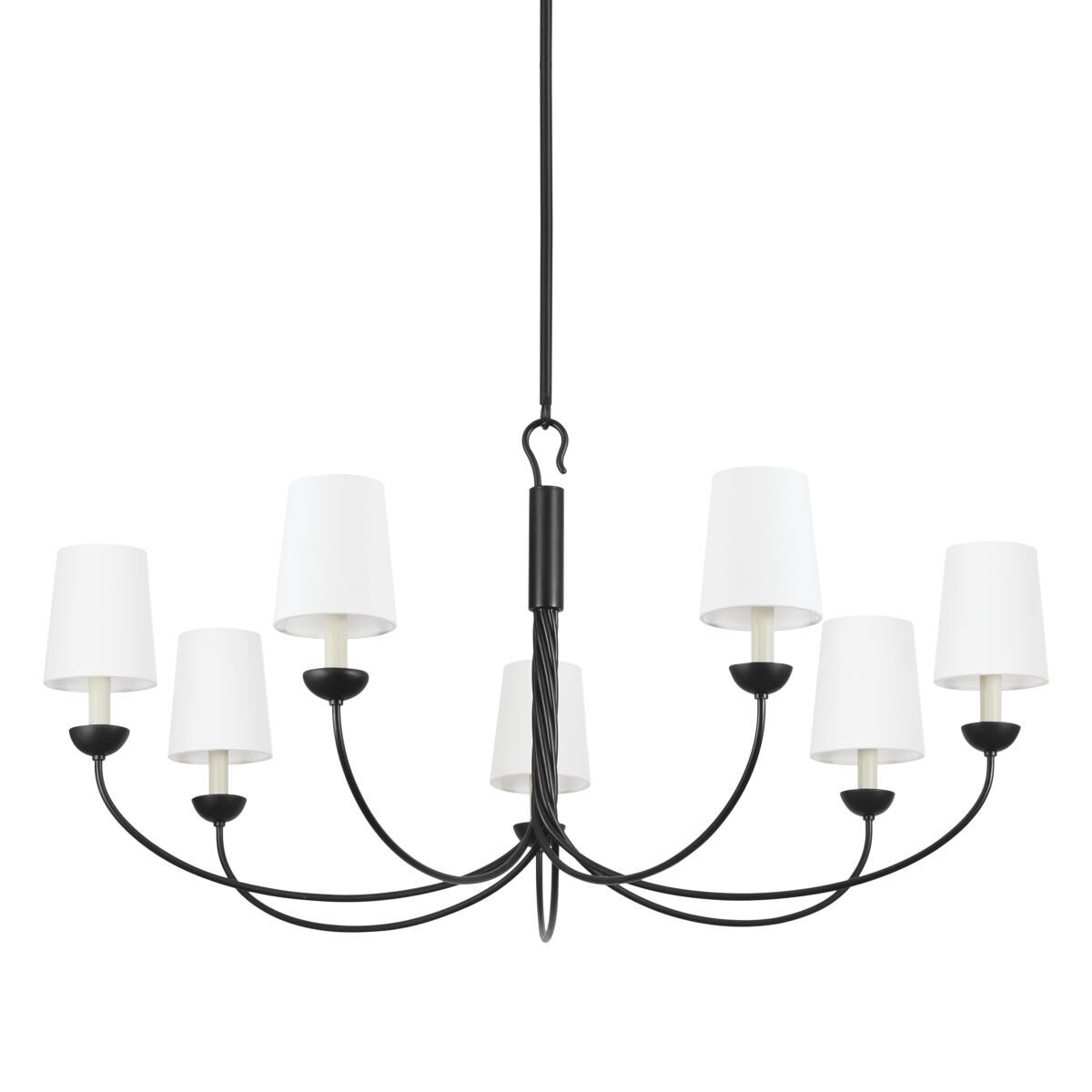 Shown in Aged Iron finish and White Linen shade