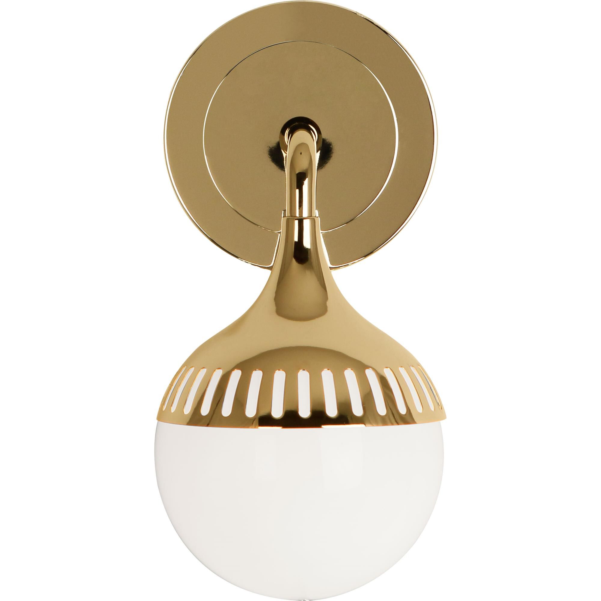 Shown in Modern Brass Finish With White Glass Shade finish