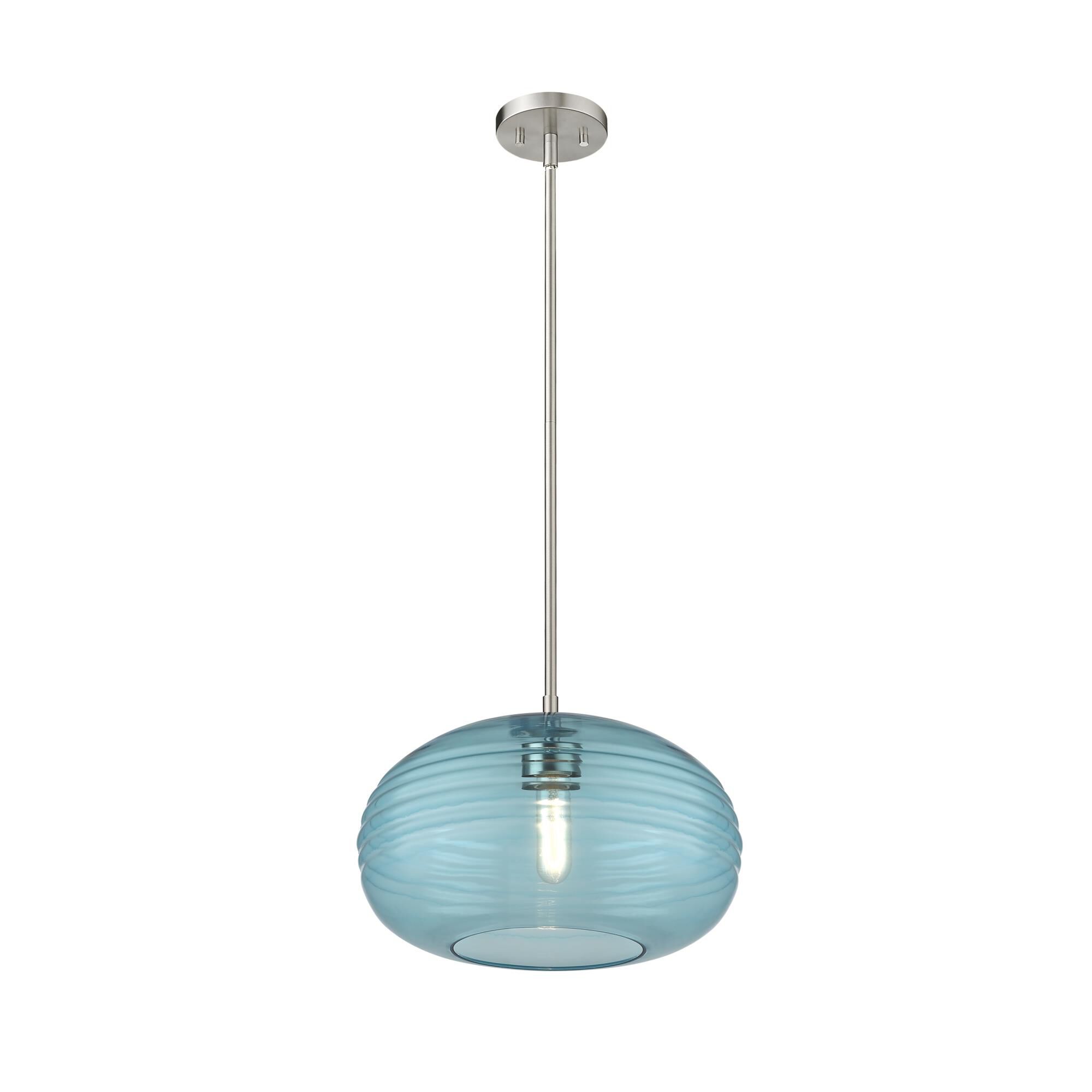 Shown in Brushed Nickel finish and Glass shade