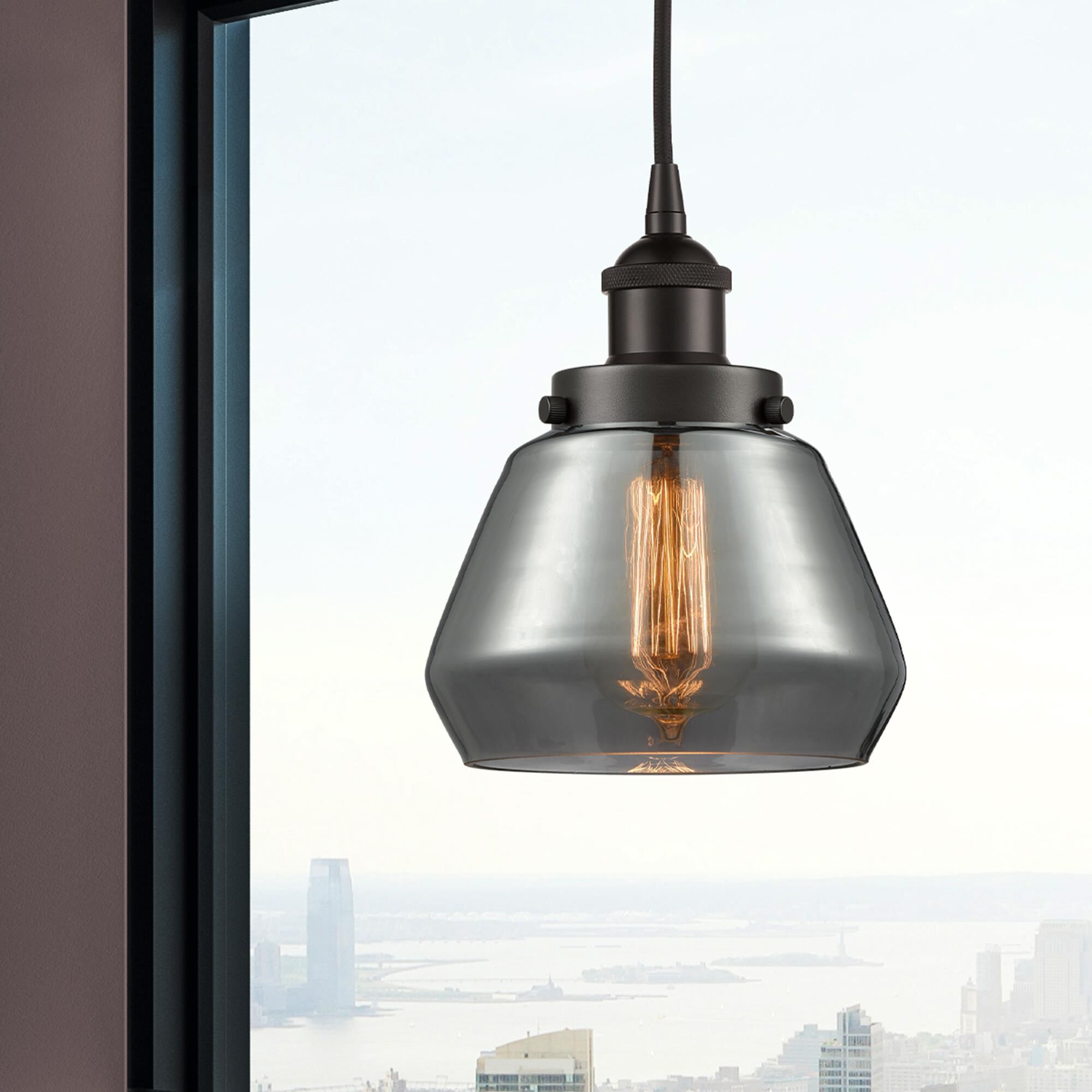 Shown in Oil Rubbed Bronze finish and Plated Smoke glass