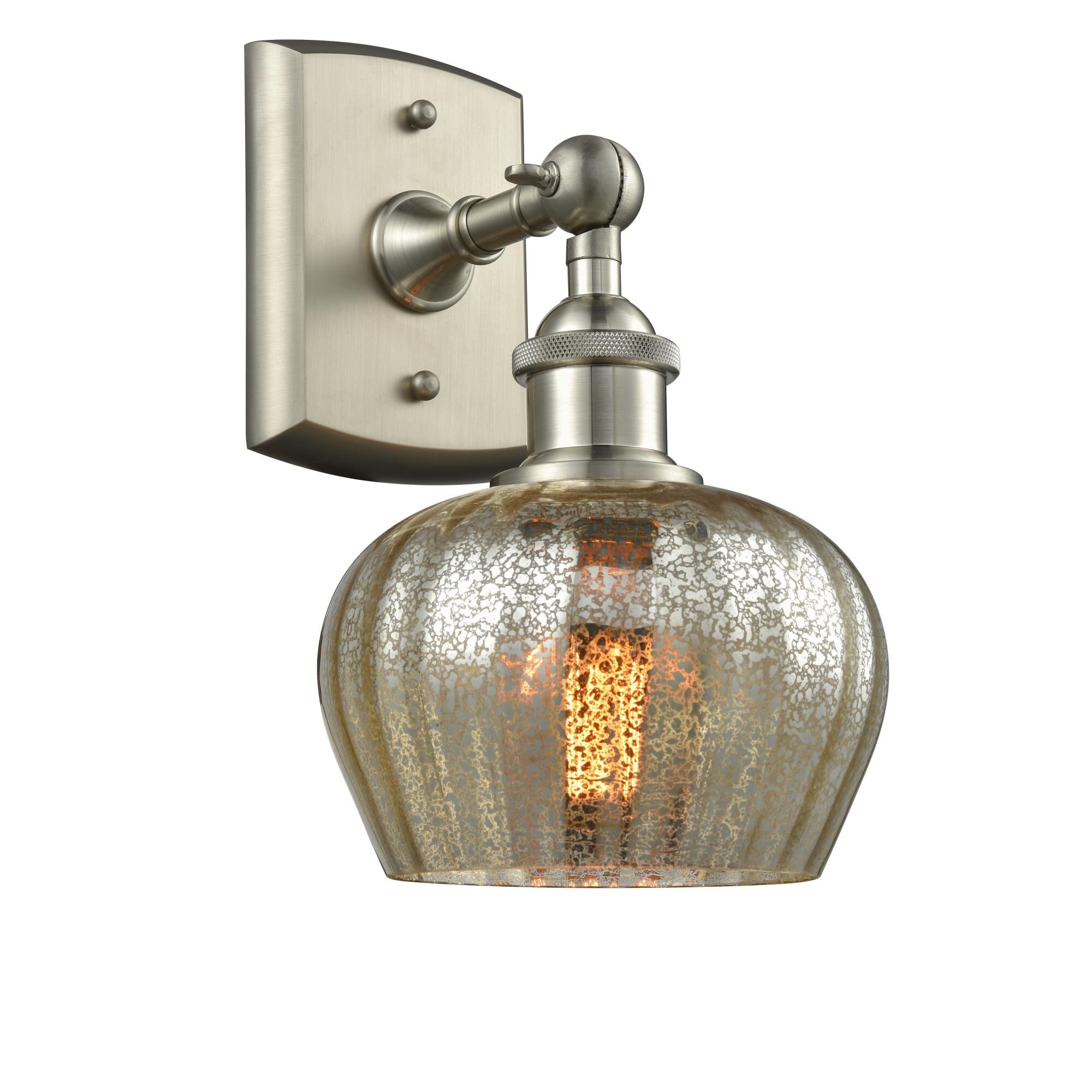 Shown in Brushed Satin Nickel finish and Mercury Fluted glass