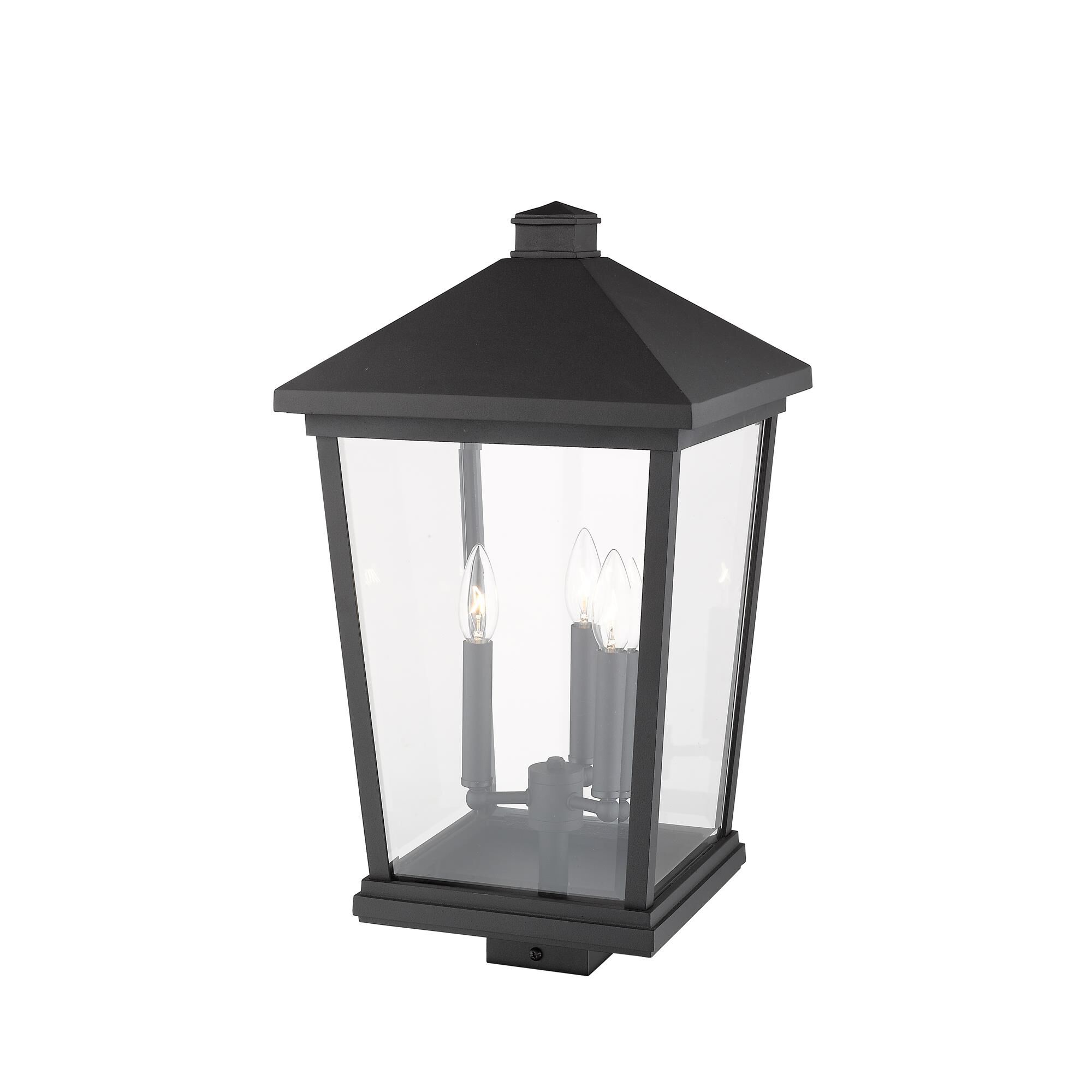 Shown in Black finish and Glass shade