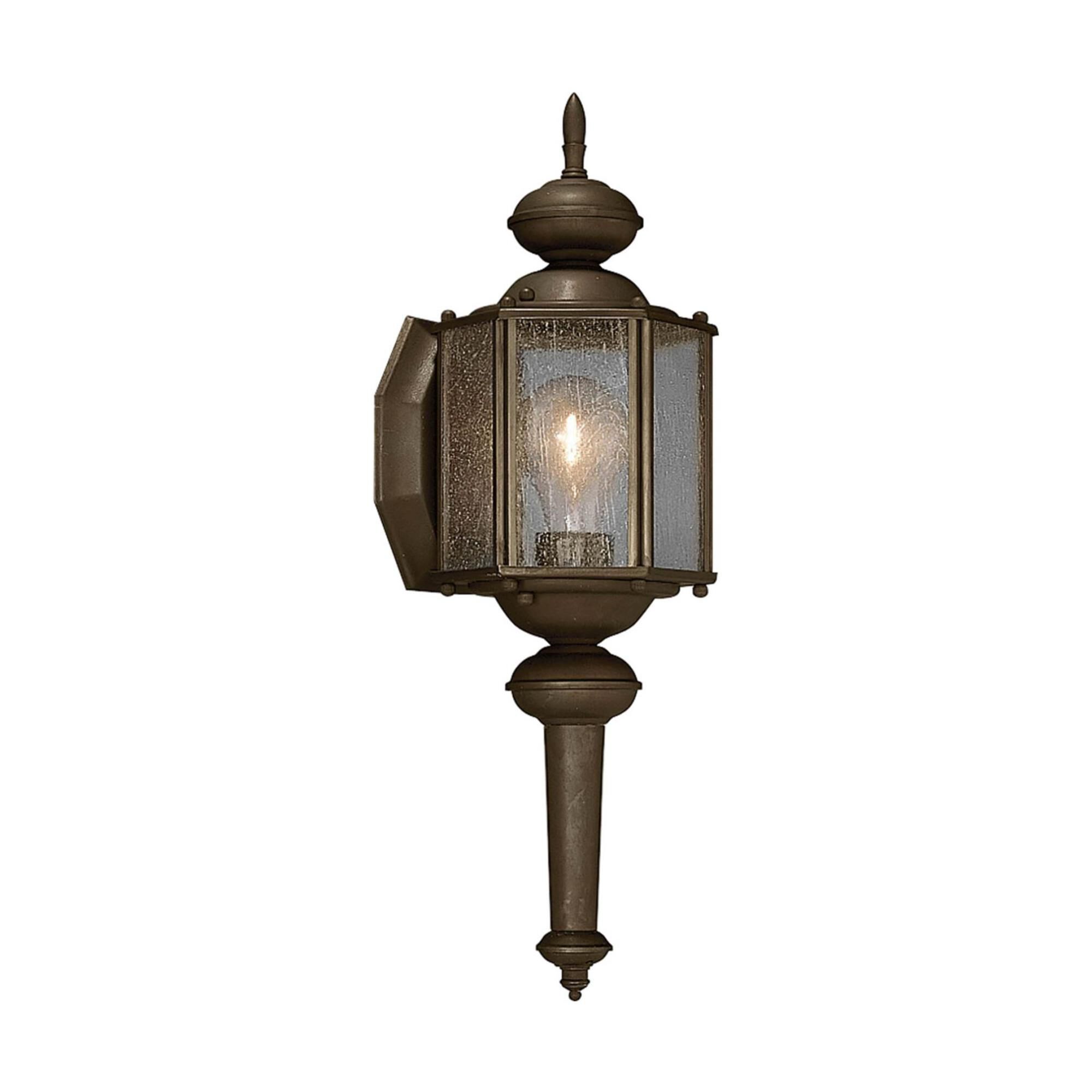 Shown in Antique Bronze finish and Clear Seeded glass