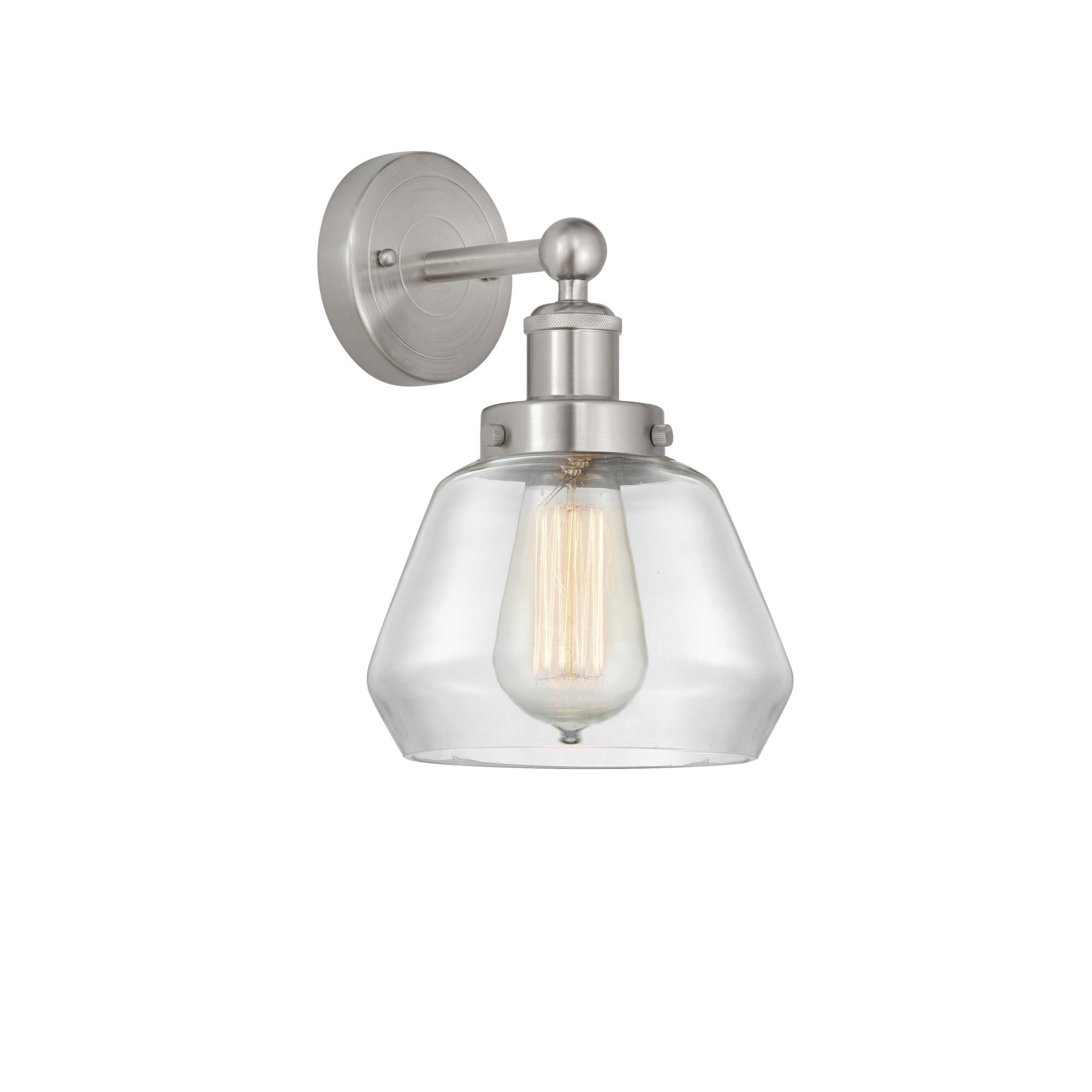 Shown in Brushed Satin Nickel, Clear finish and Clear glass and Clear Glass shade