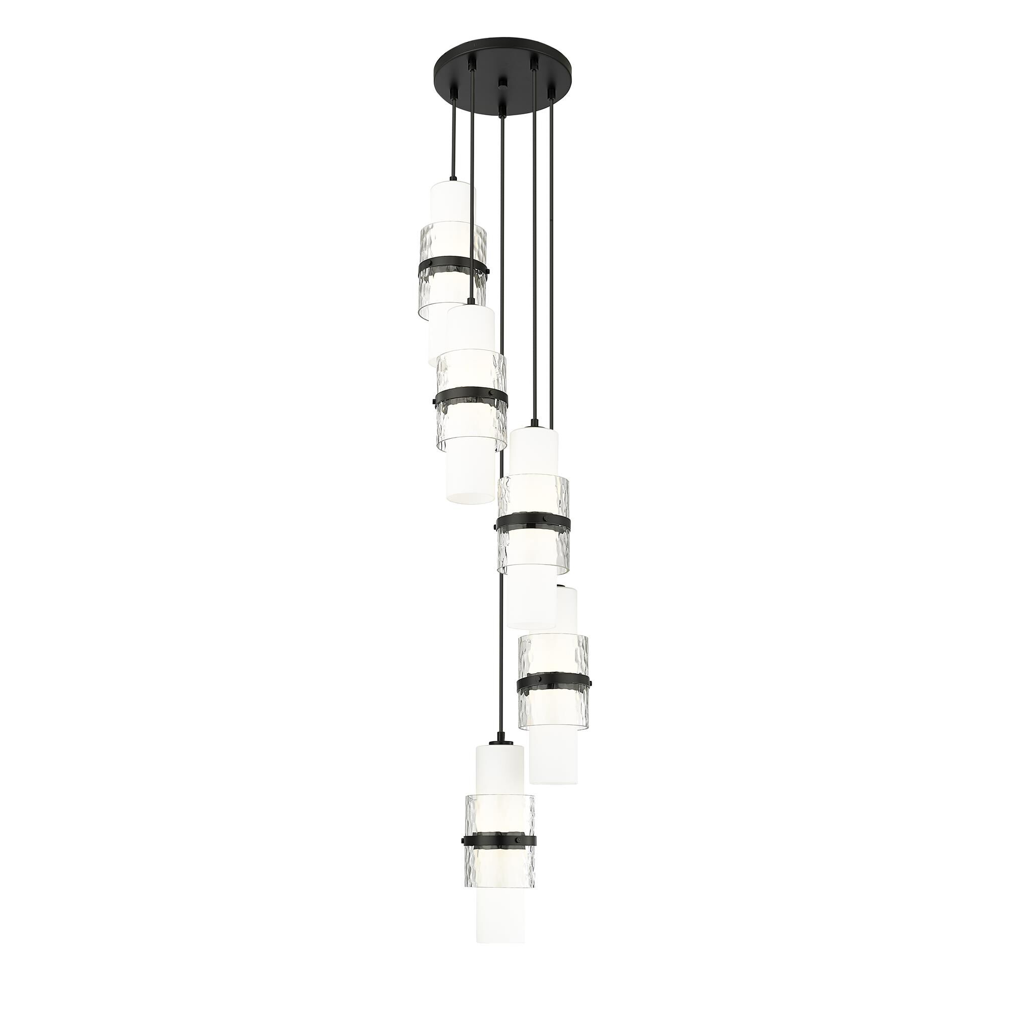 Shown in Matte Black finish and Clear + Etched Opal glass and Clear + Etched Opal shade