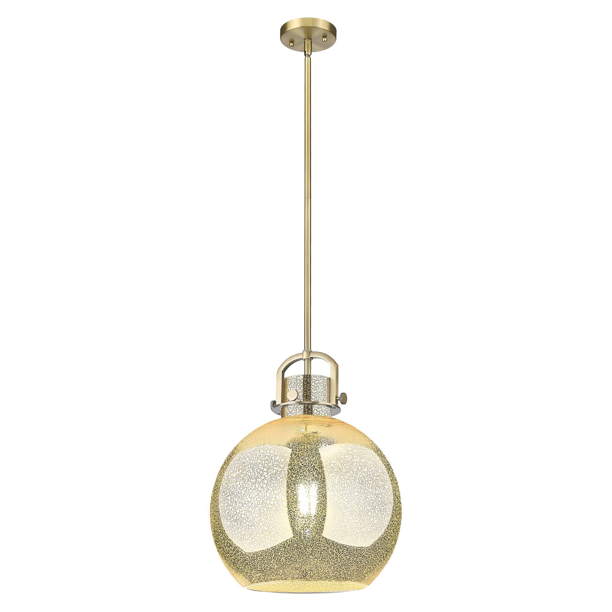 Shown in Brushed Brass finish and Mercury shade