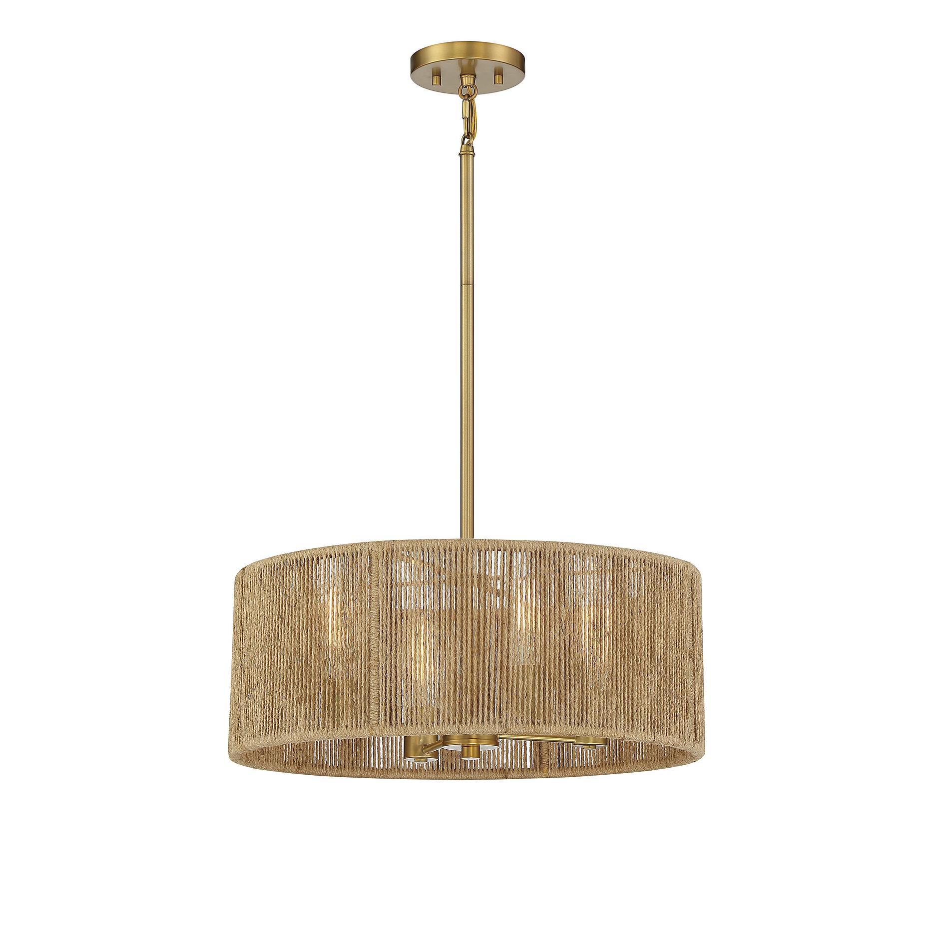 Shown in Warm Brass And Rope finish and Rope shade