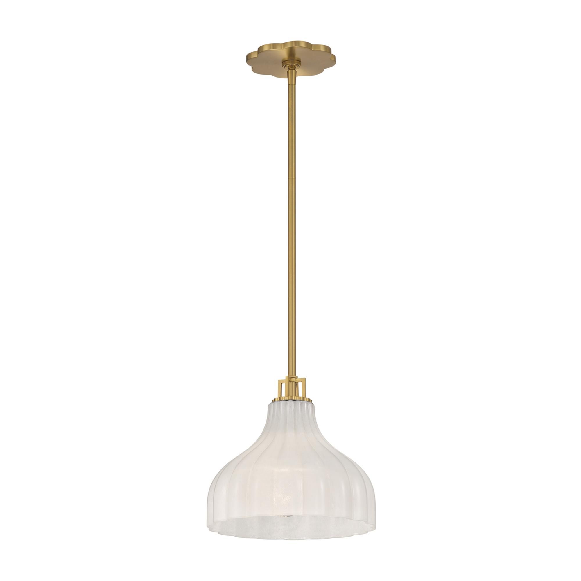 Shown in Luxe Gold finish and Strie glass and Strie Glass shade