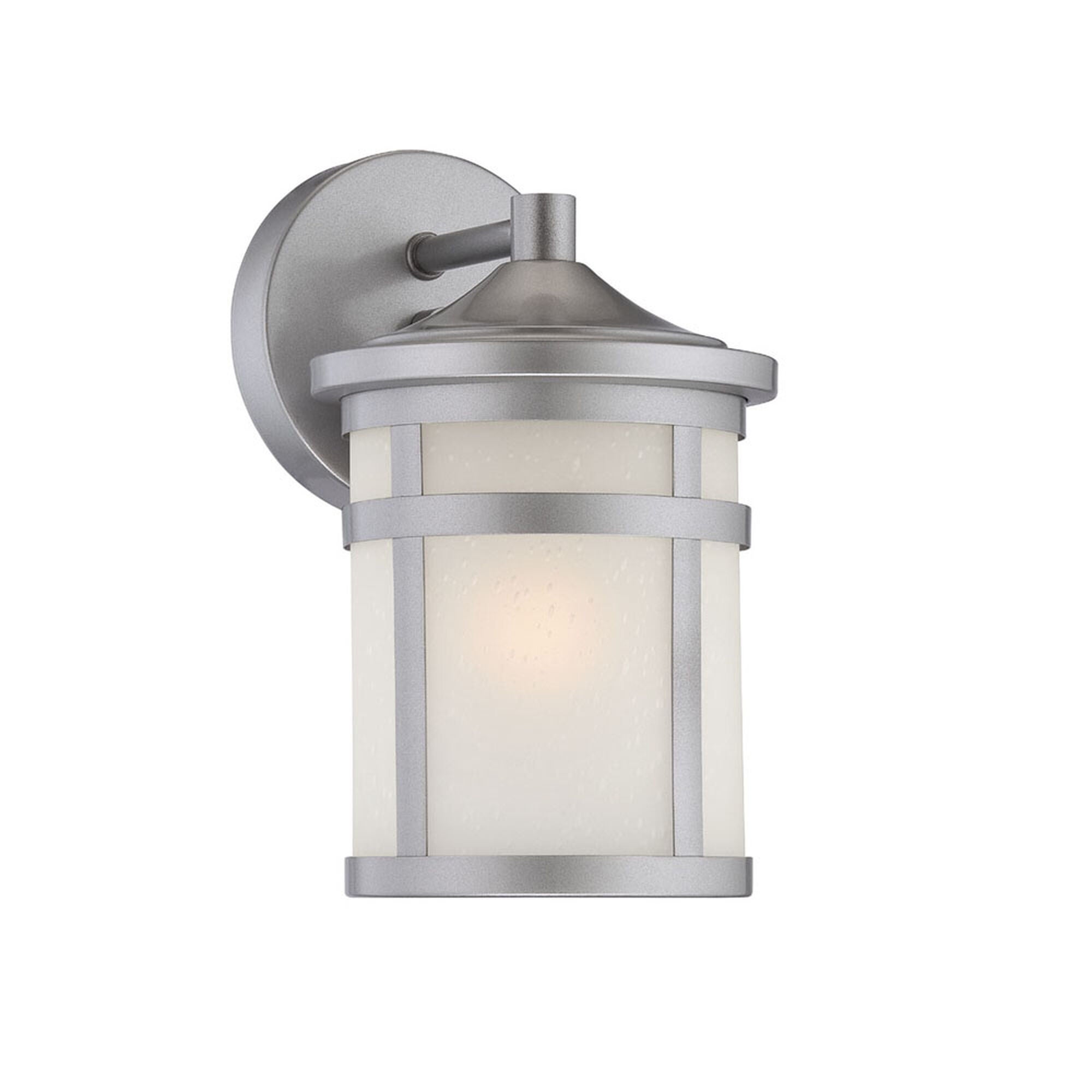 Shown in Brushed Silver finish and Frosted glass and Frosted Glass Globe shade