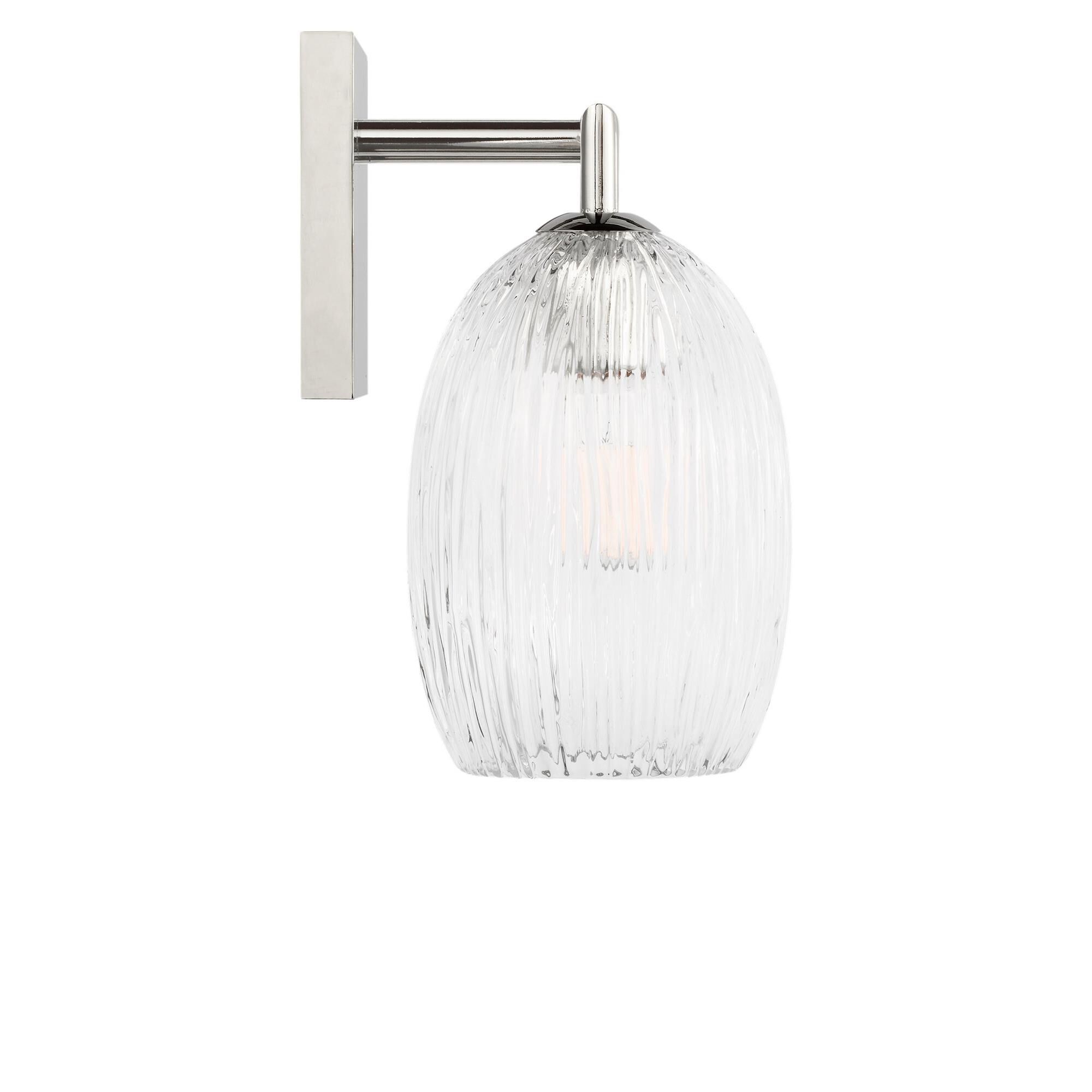 Shown in Polished Nickel finish and Striped Clear glass