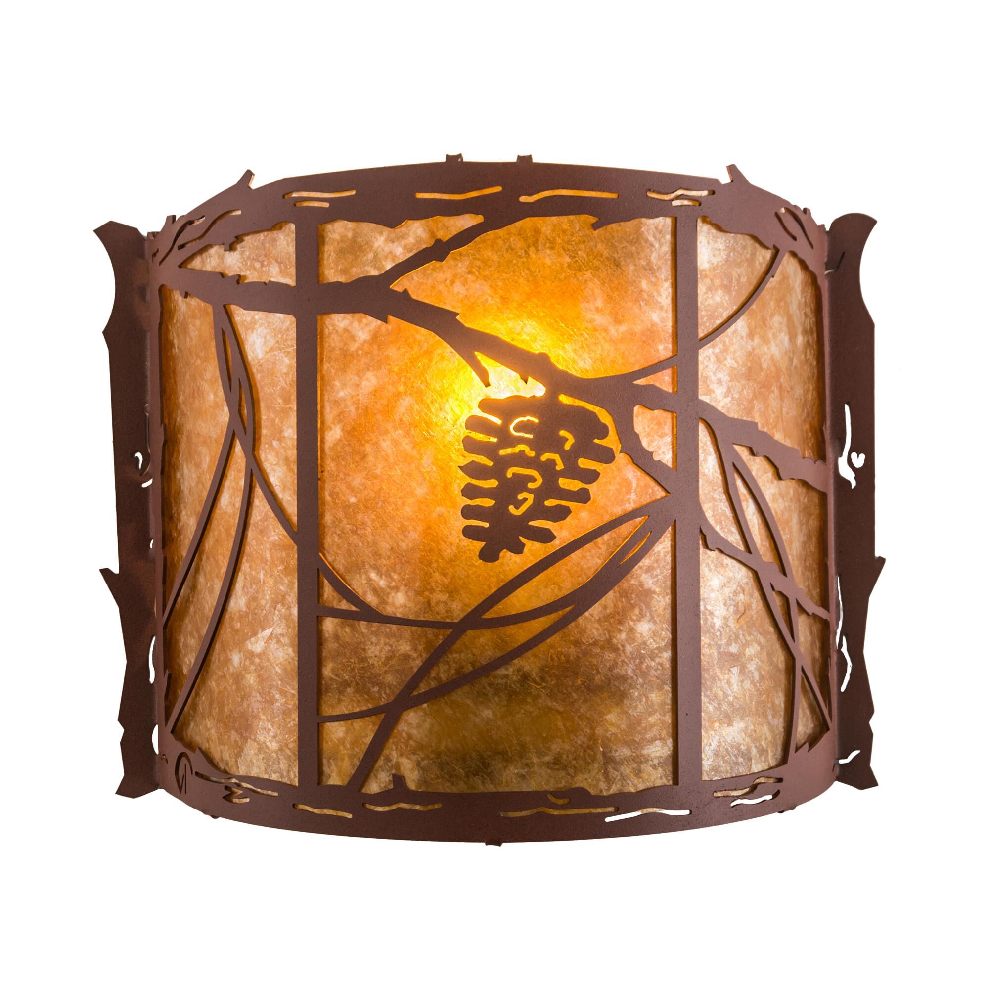 Shown in Rust Finish finish and Amber Mica glass