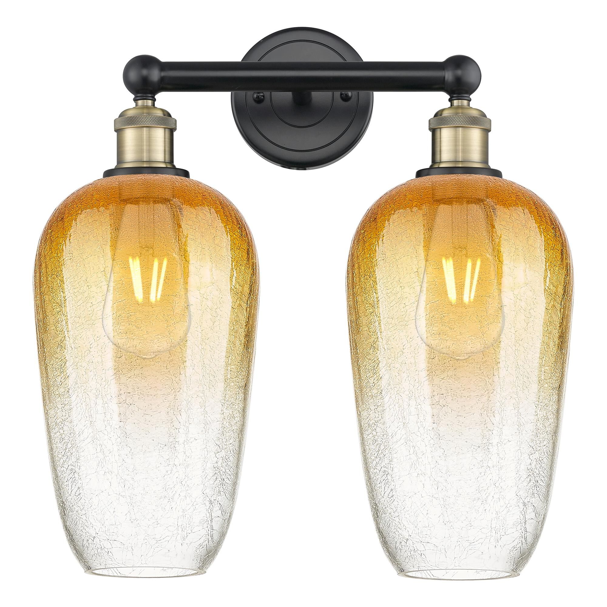 Shown in Black Antique Brass finish and Amber glass