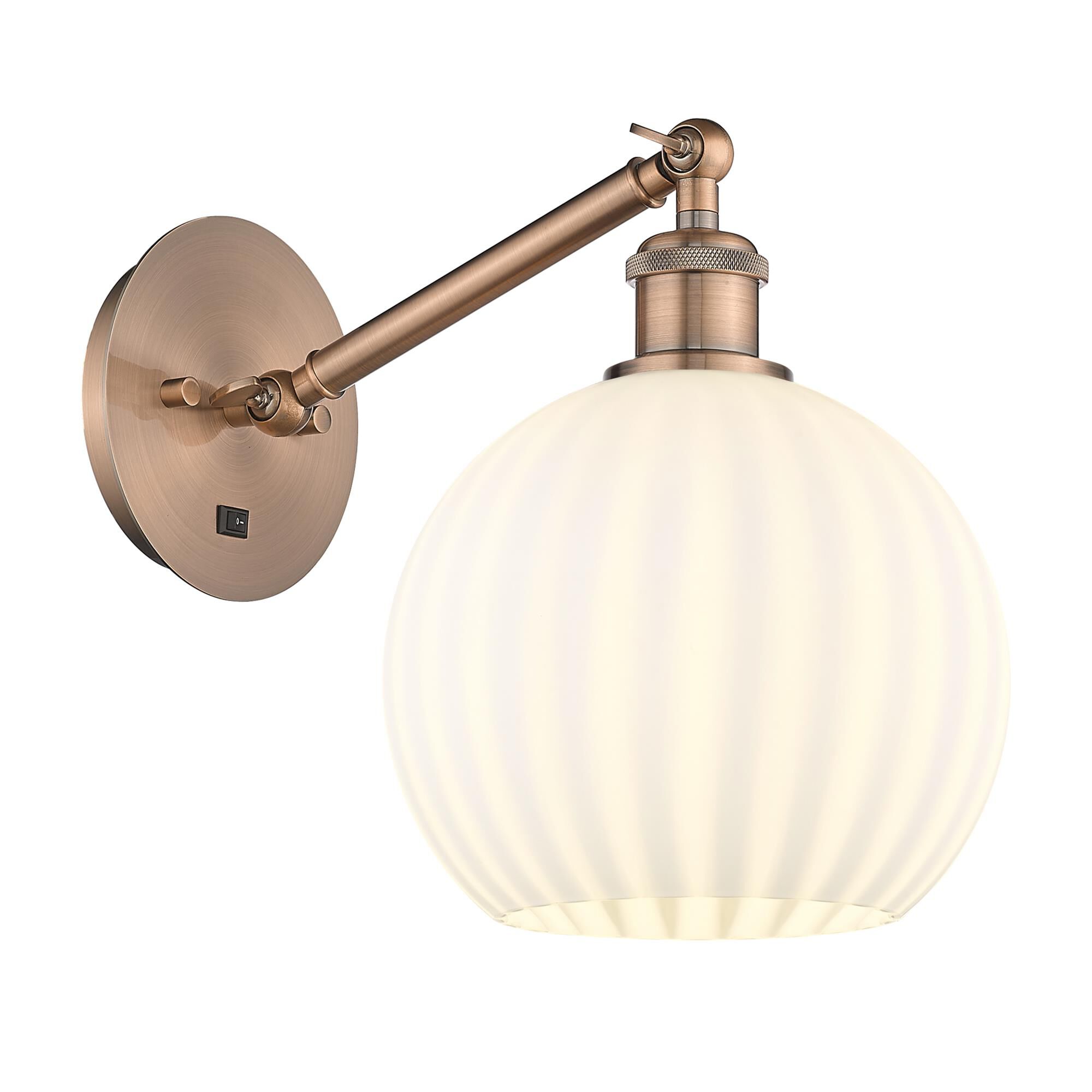 Shown in Antique Copper finish and White Venetian glass