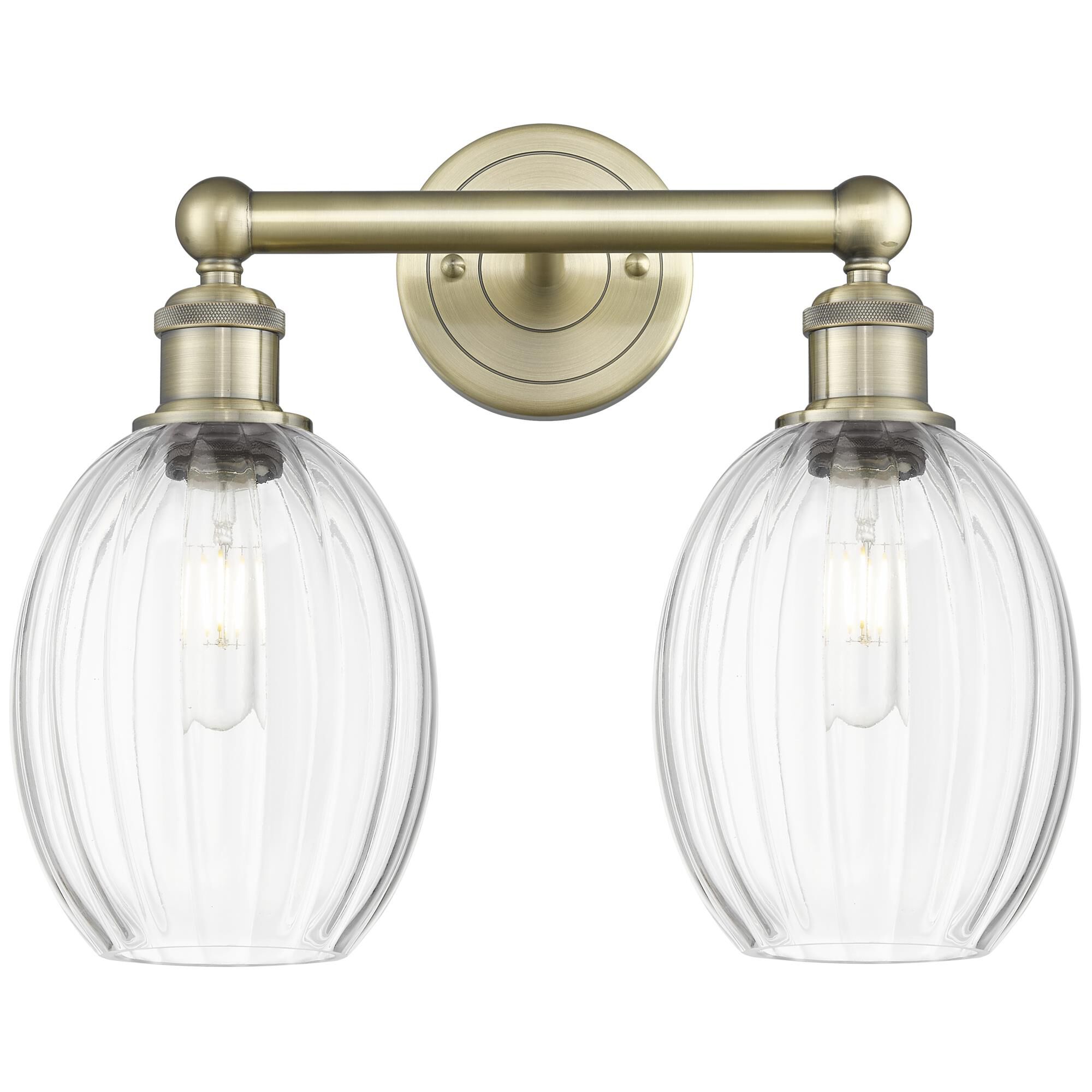 Shown in Antique Brass finish and Clear glass