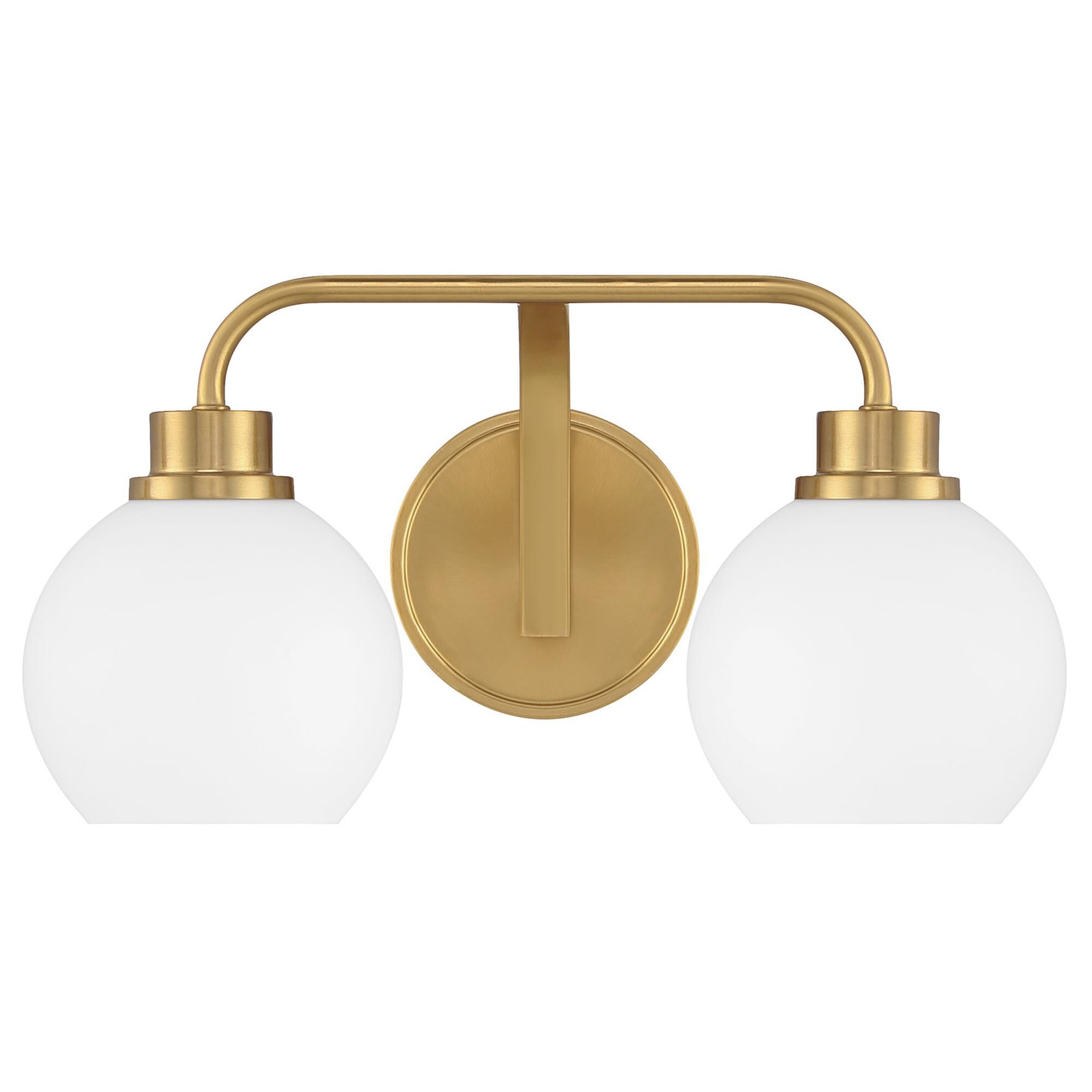 Shown in Natural Brass finish and White Opal glass