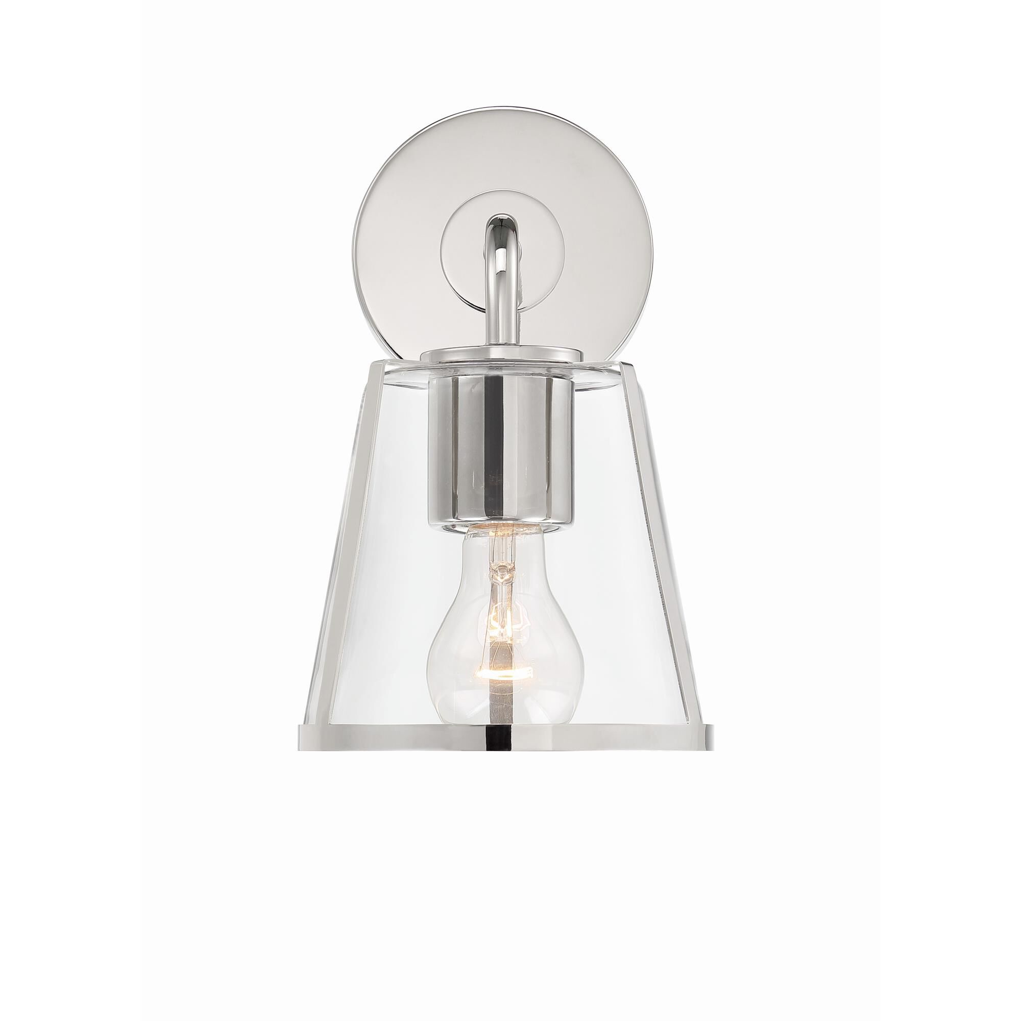 Shown in Polished Nickel finish and Clear glass and Clear Glass shade