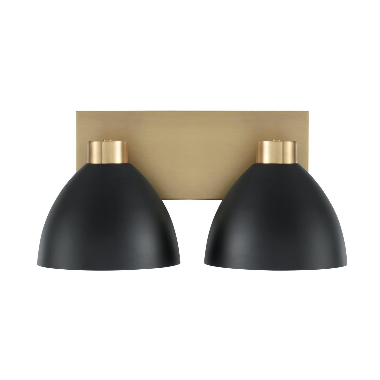 Shown in Aged Brass And Black finish and Matte Black Metal  With White Interior shade