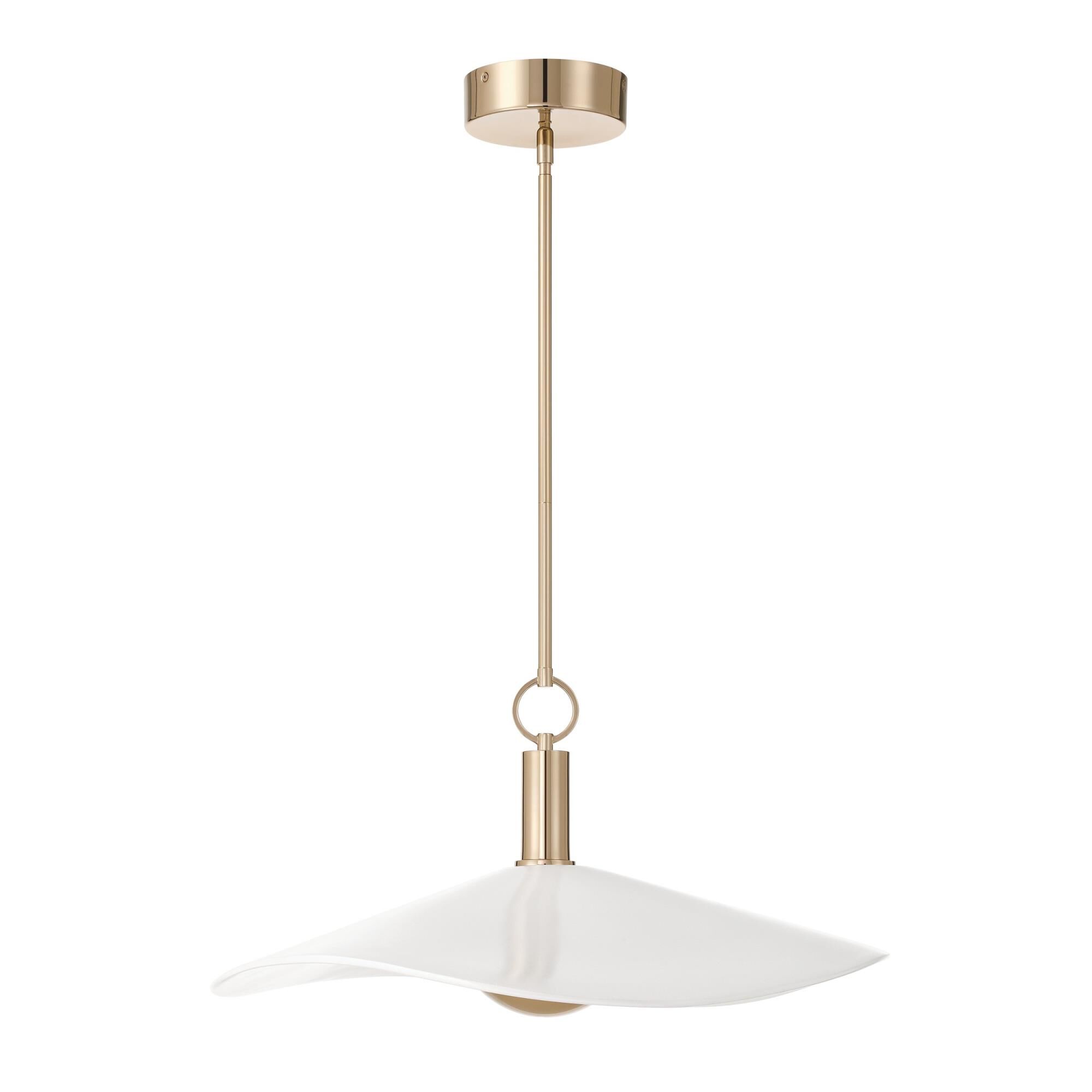 Shown in Polished Gold finish and White Glazed glass