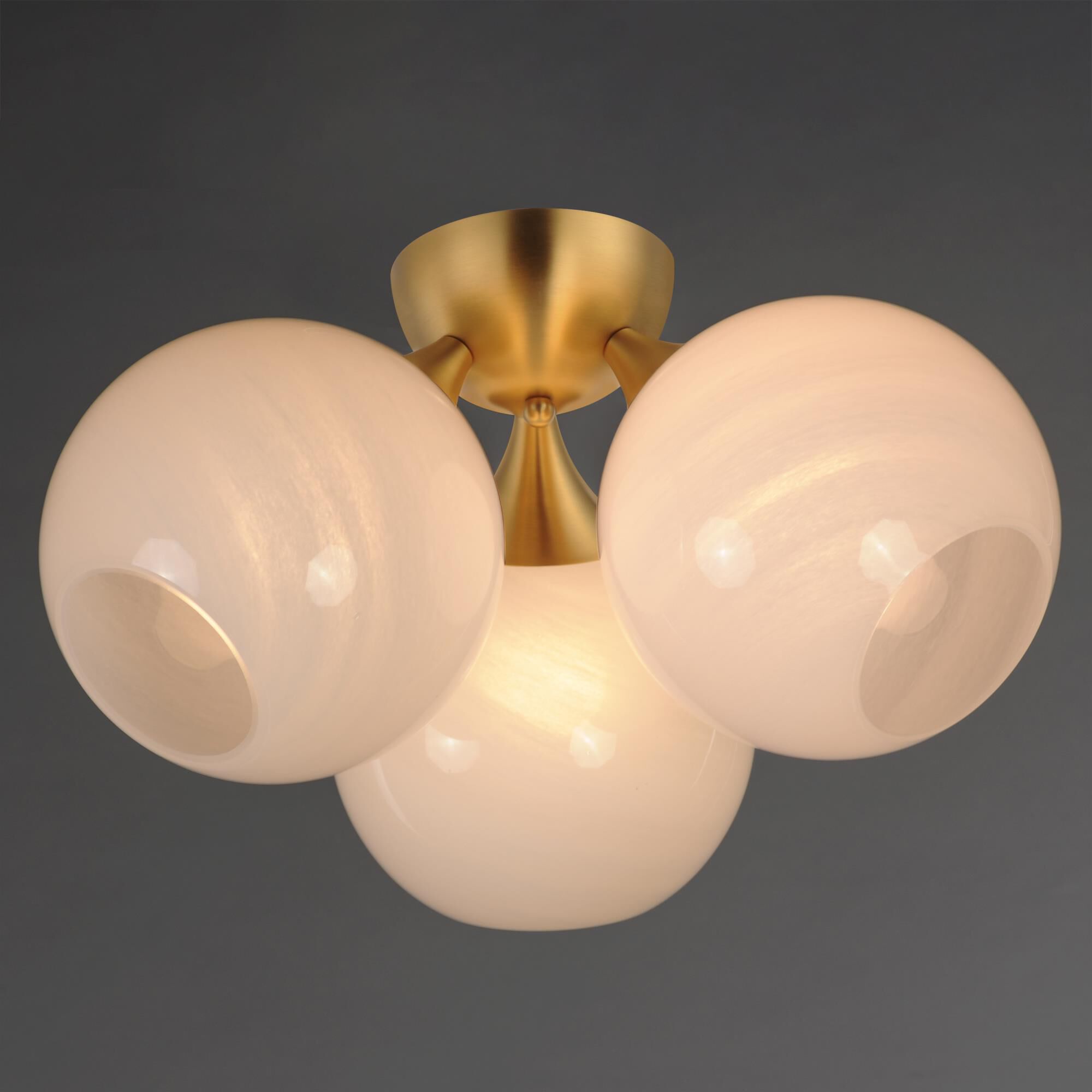 Shown in Natural Aged Brass finish and Marble glass