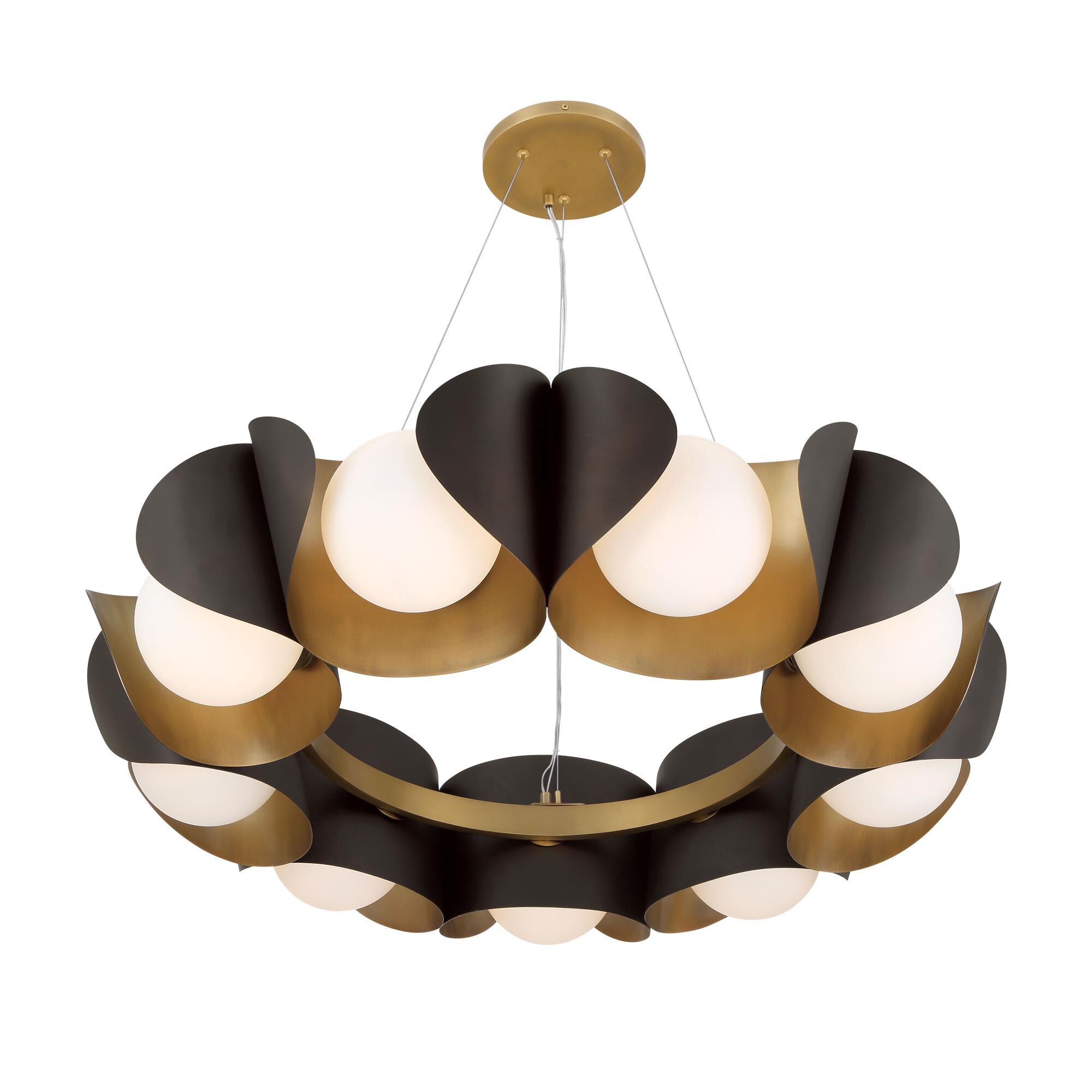 Shown in Legacy Brass & Dark Bronze finish and White glass and Etched Opal Glass shade