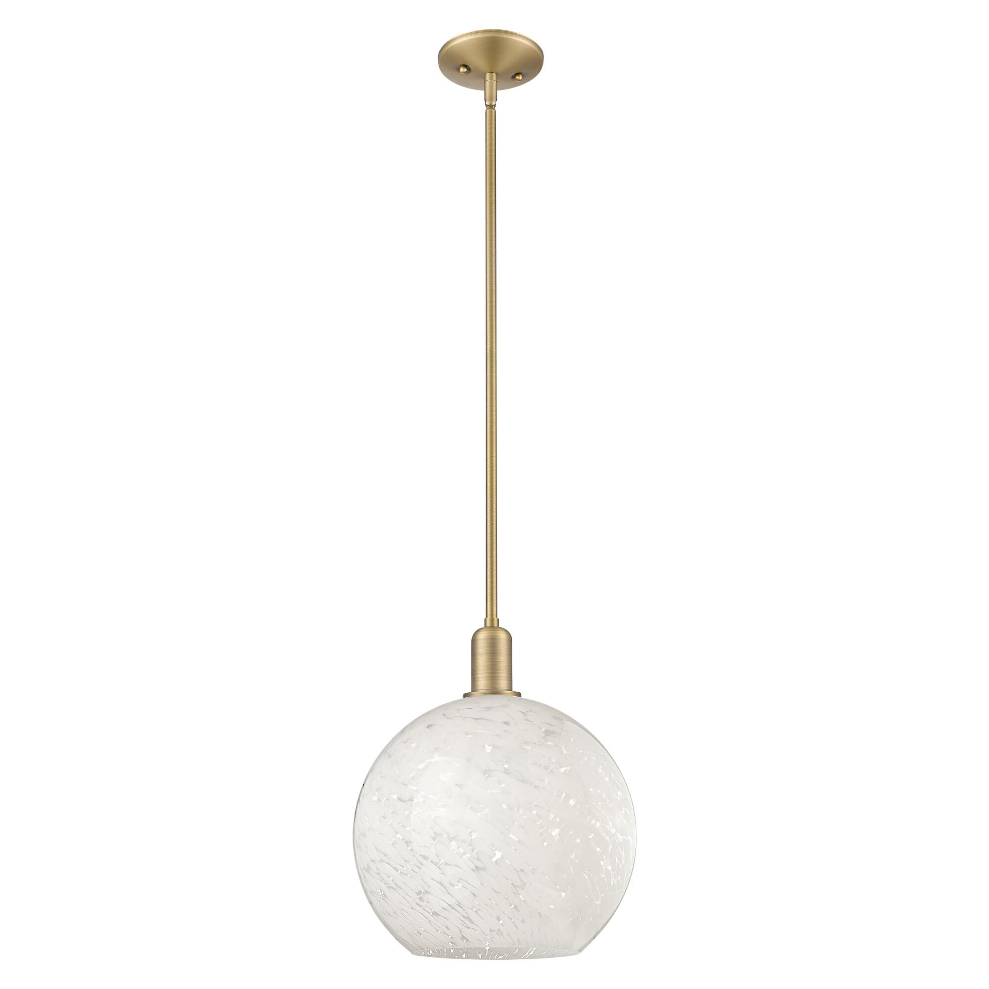 Shown in Brushed Brass finish and White Mouchette glass