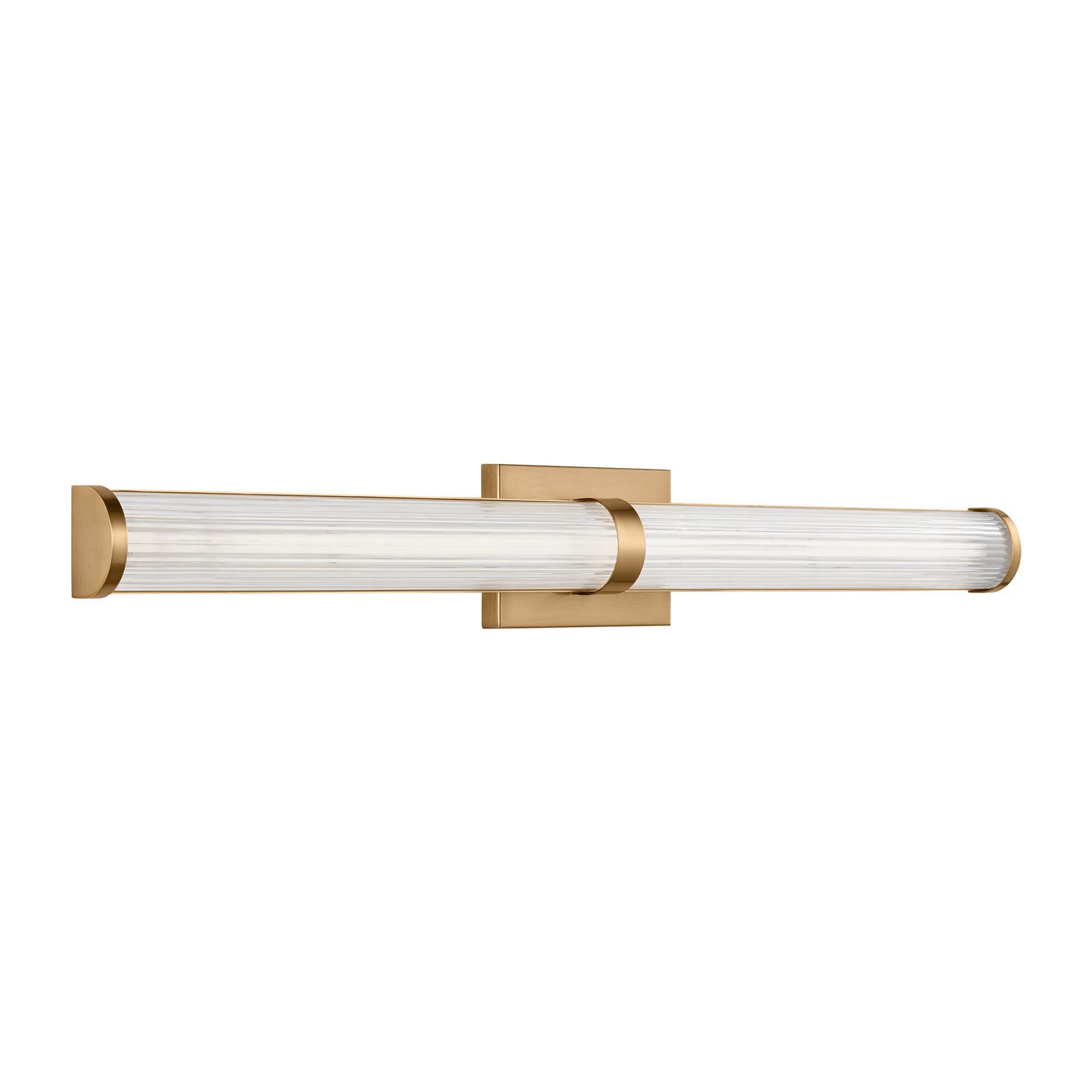 Shown in Satin Brass finish and Frosted glass and Frosted Acrylic Diffuser And Clear Fluted Glass shade