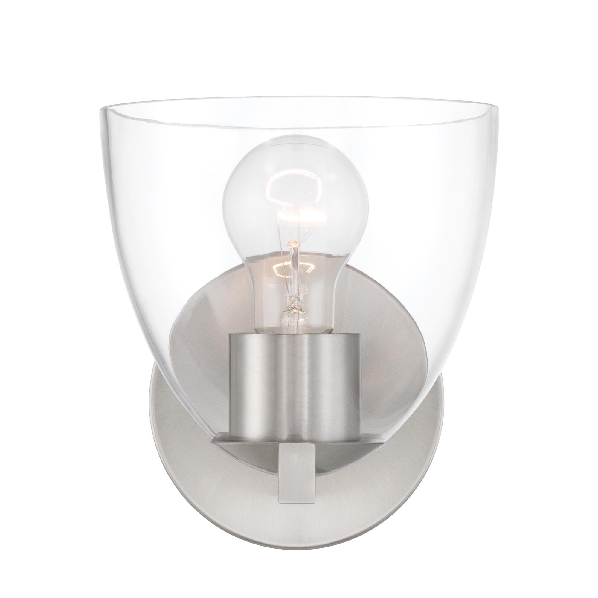 Shown in Brushed Nickel finish and Clear glass
