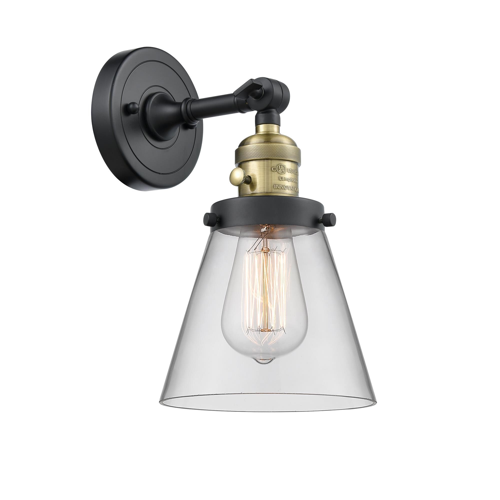Shown in Black Antique Brass finish and Clear glass