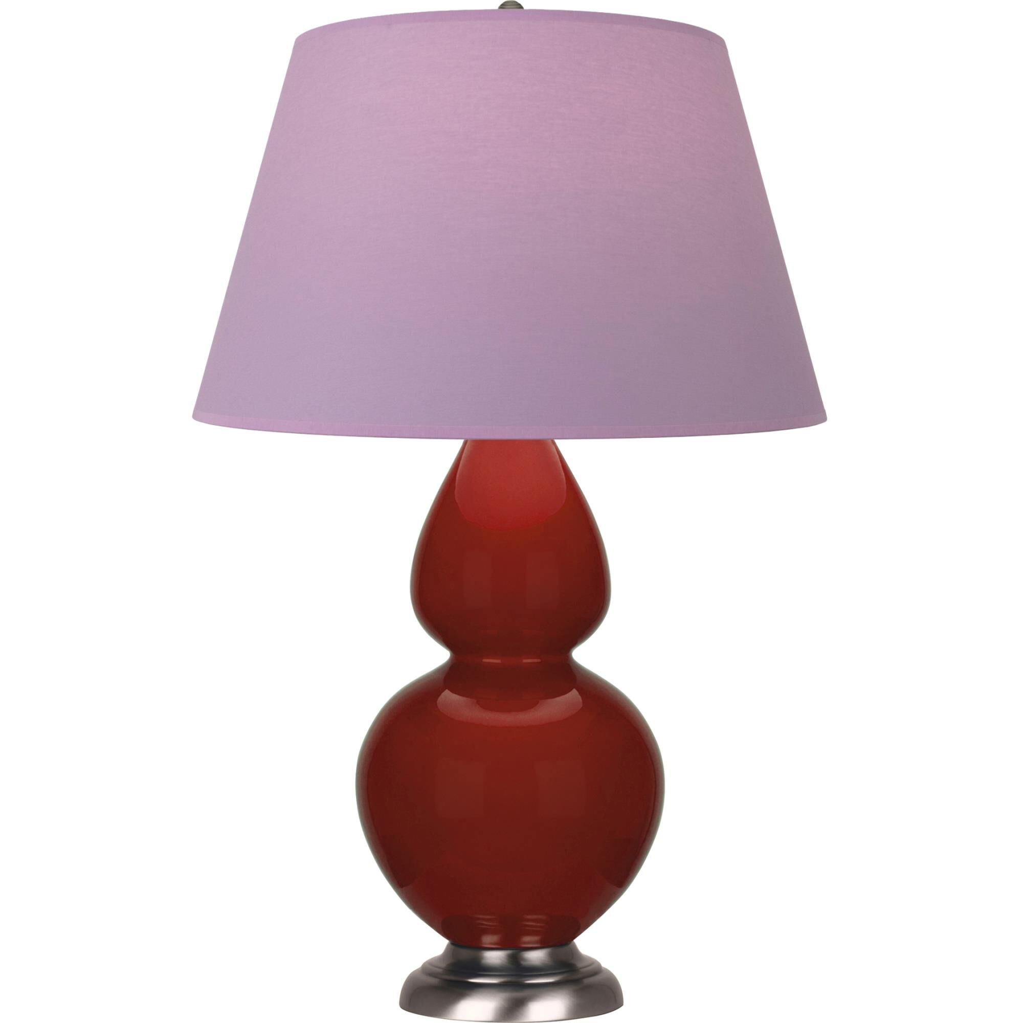Shown in Oxblood Glazed finish and Lavender with Plum Lining shade and Antique Silver accent