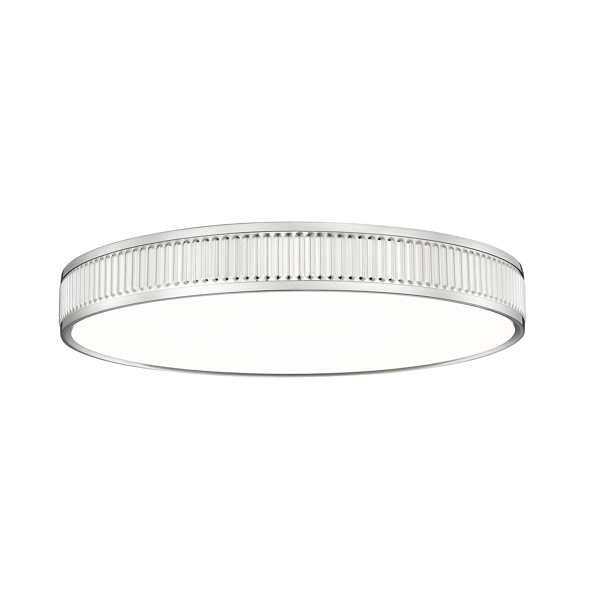Shown in Brushed Nickel finish and Frosted glass and Frosted shade