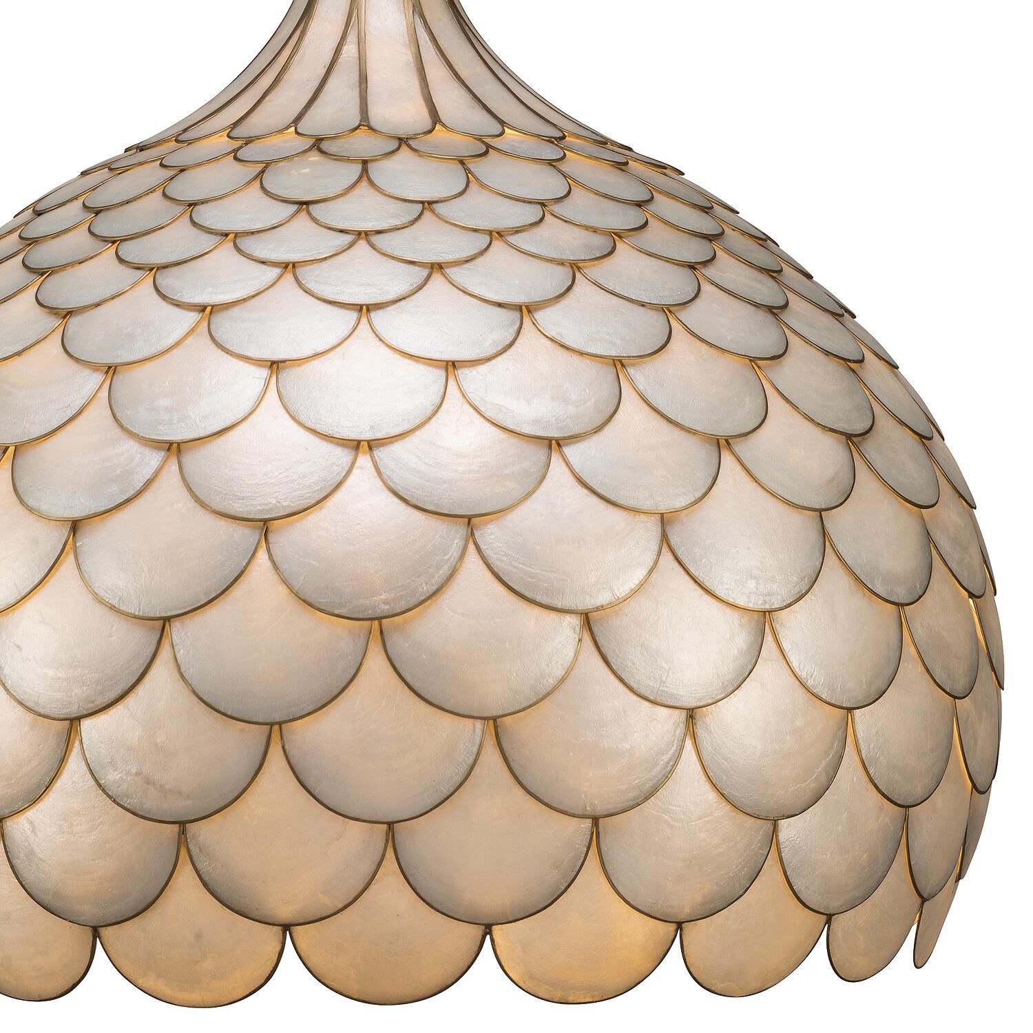 Shown in Soft Gold finish and Capiz Shell crystal