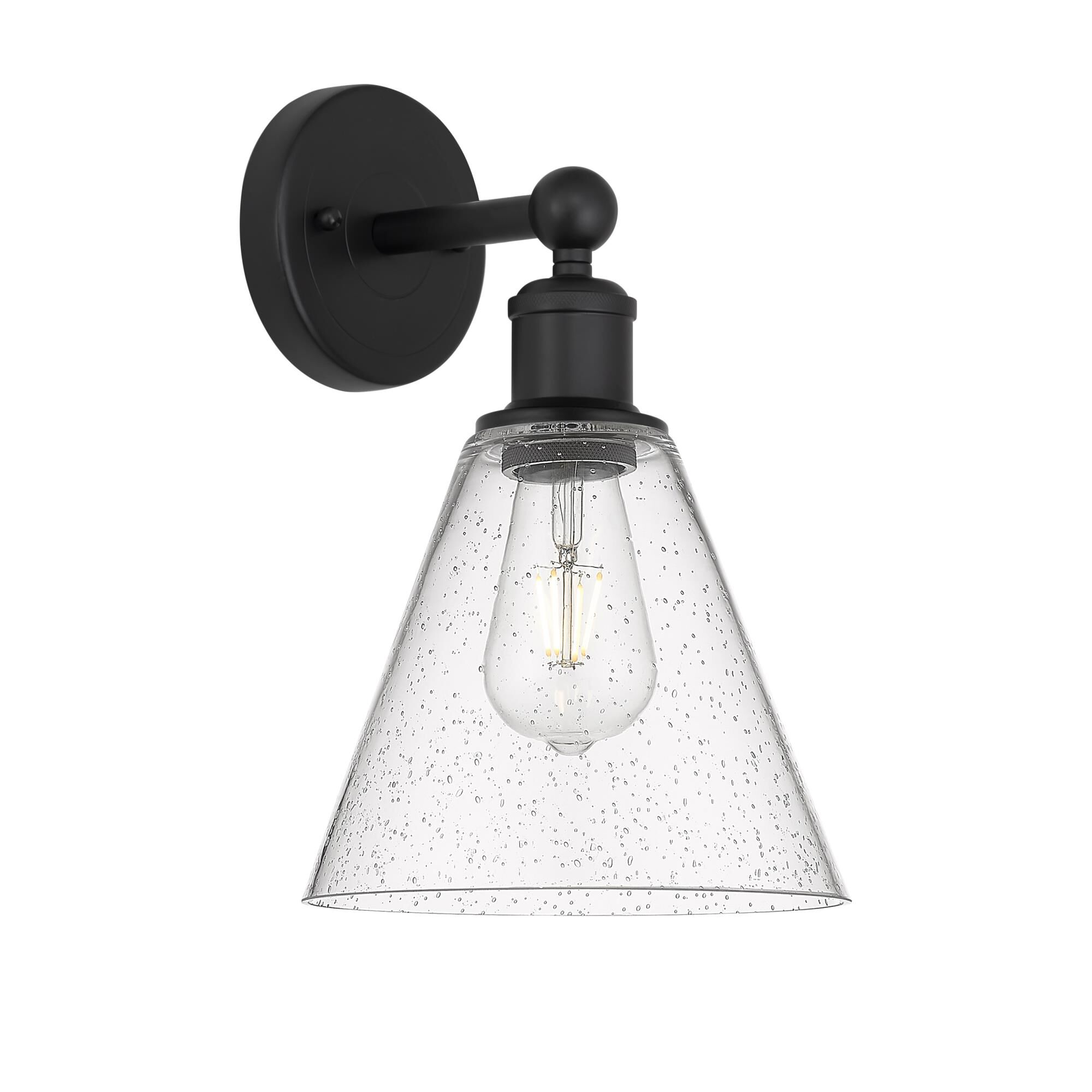 Shown in Matte Black finish and Seedy glass