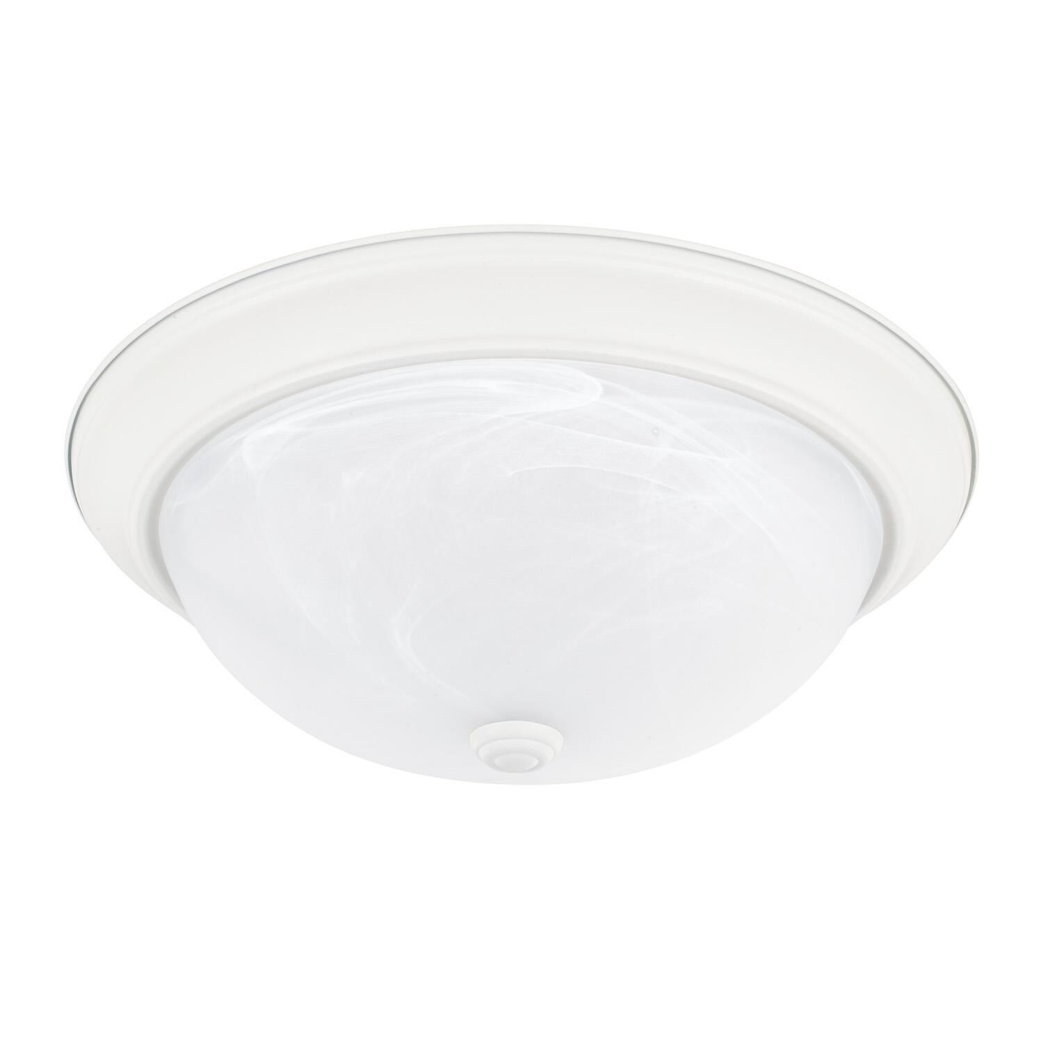 Shown in Matte White finish and Faux White Alabaster glass