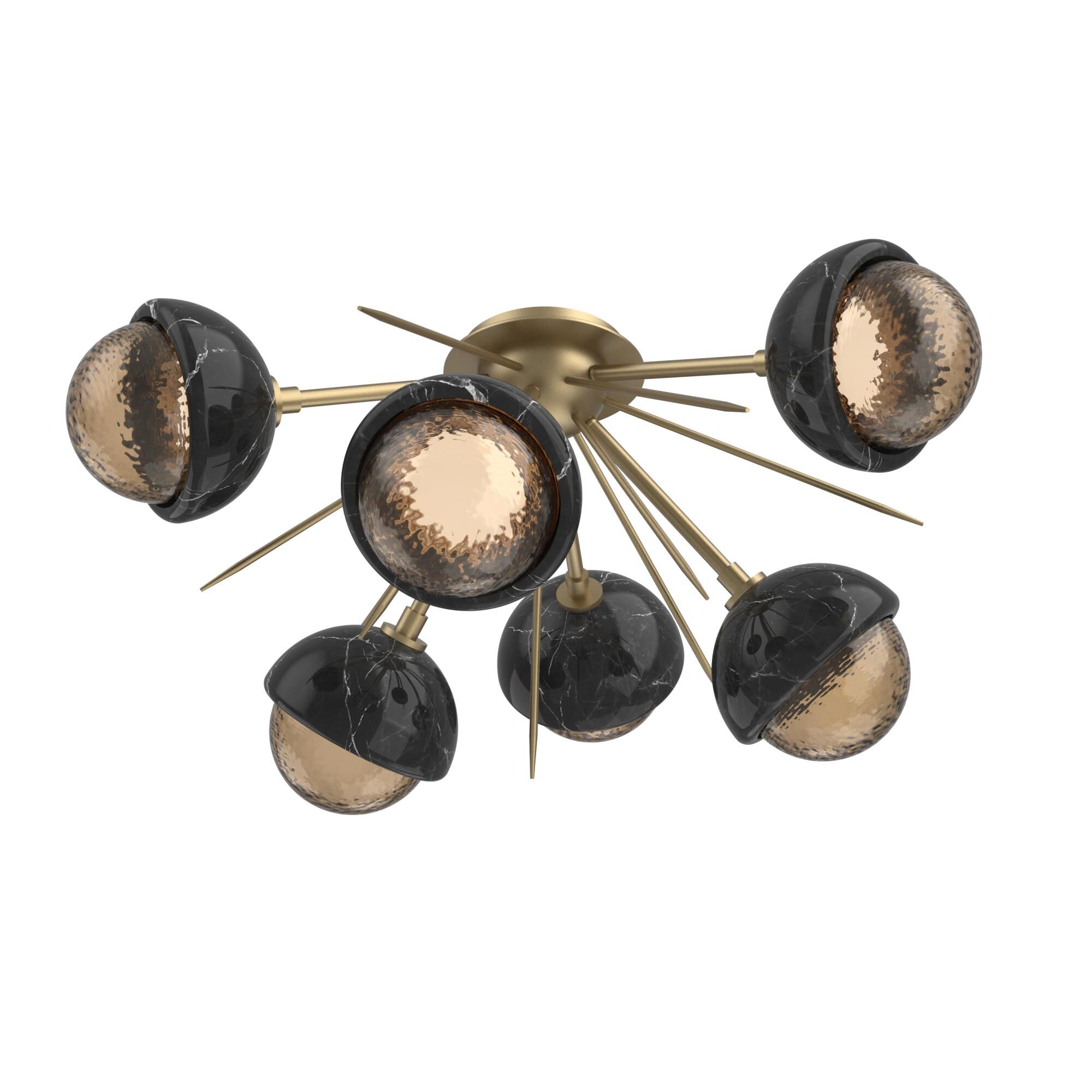 Shown in Gilded Brass finish and Bronze glass and Black Marble accent