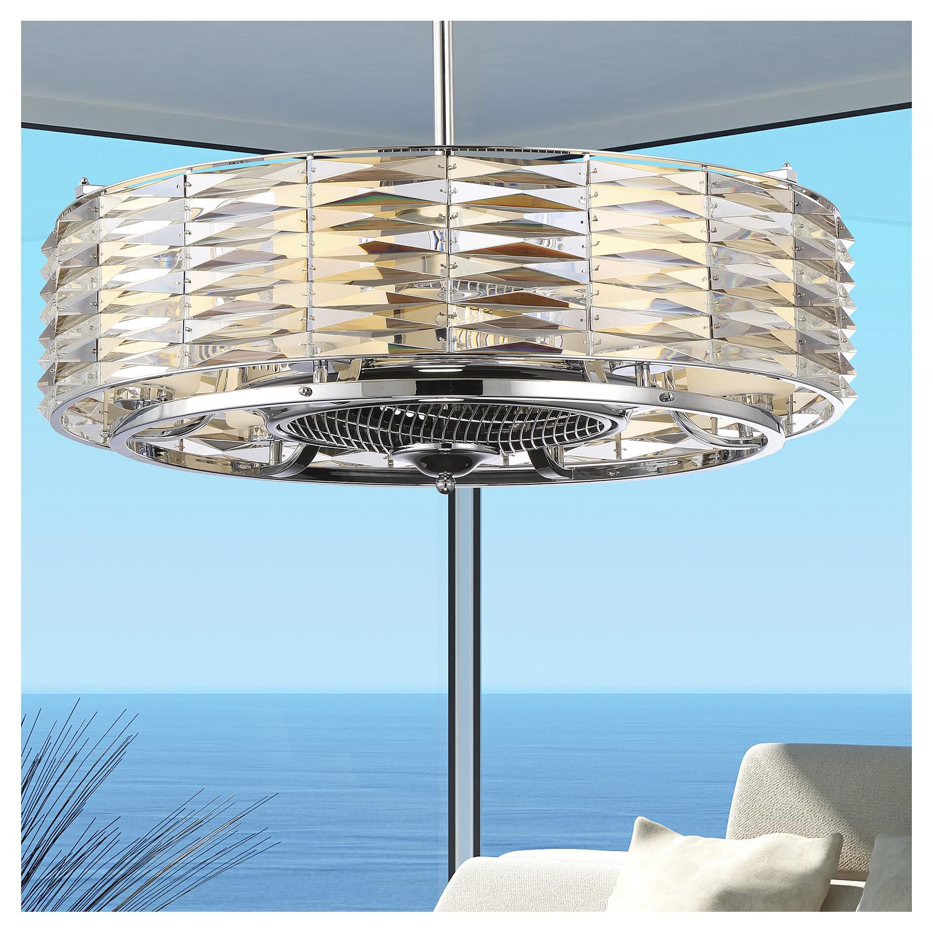 Shown in Polished Chrome finish and White Opal glass