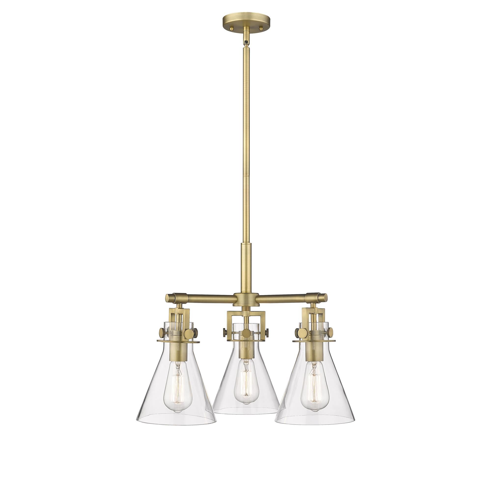 Shown in Brushed Brass finish and Clear glass
