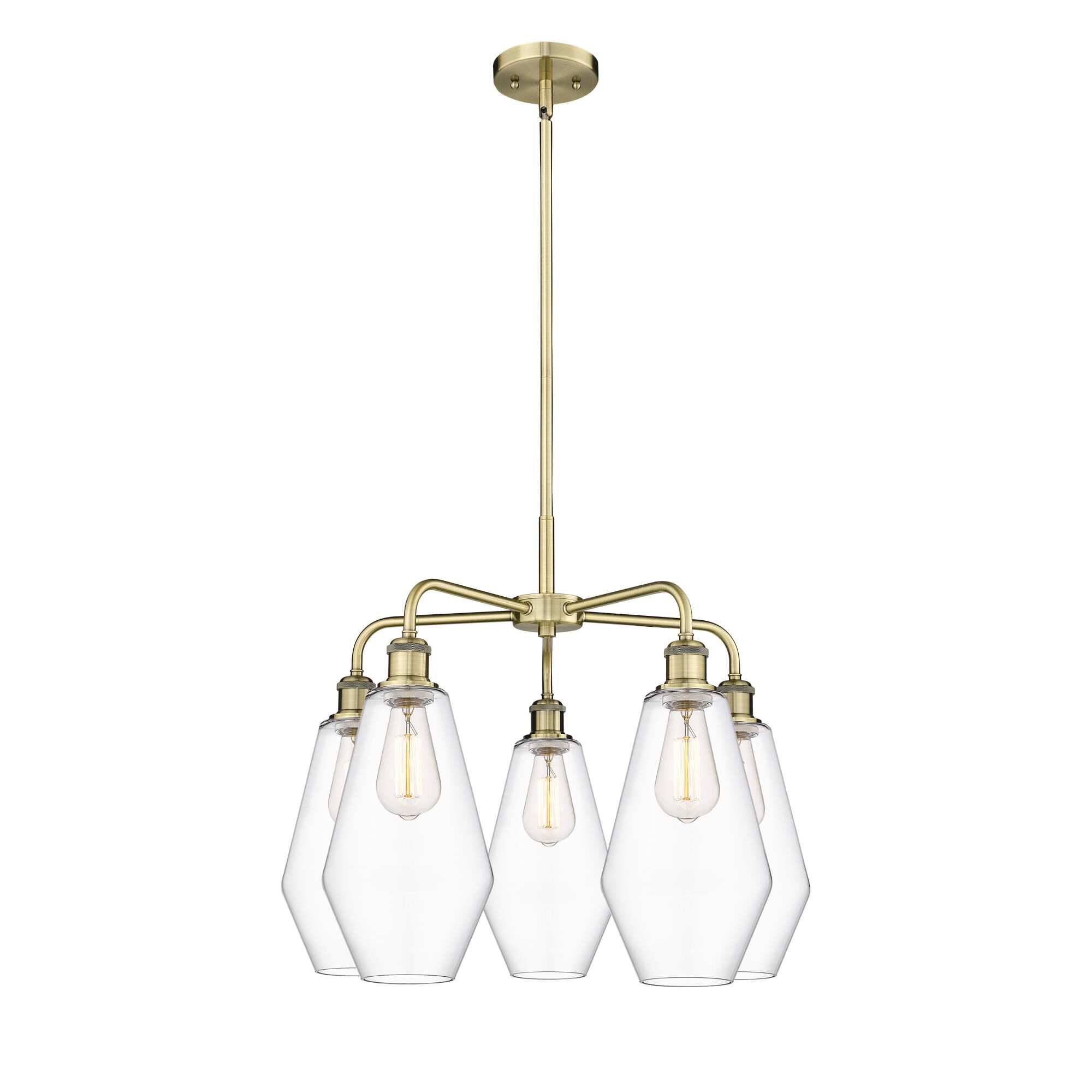 Shown in Antique Brass finish and Clear glass