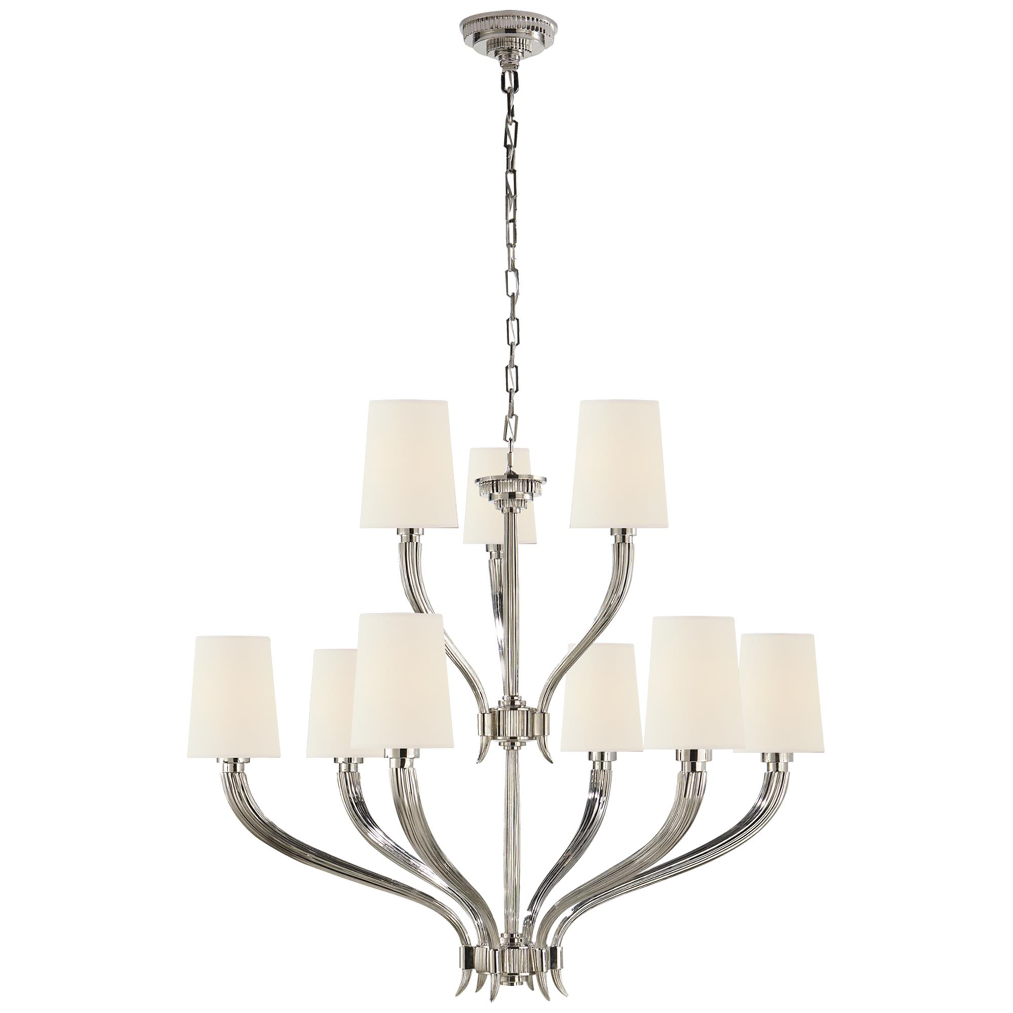Shown in Polished Nickel finish and Linen shade