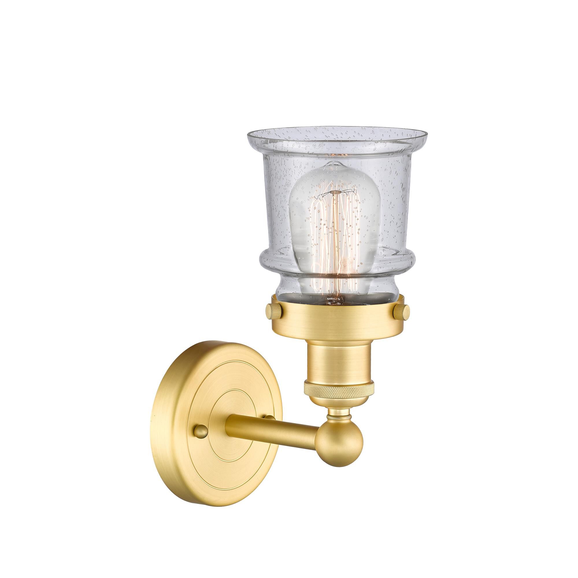 Shown in Satin Gold finish and Seedy glass
