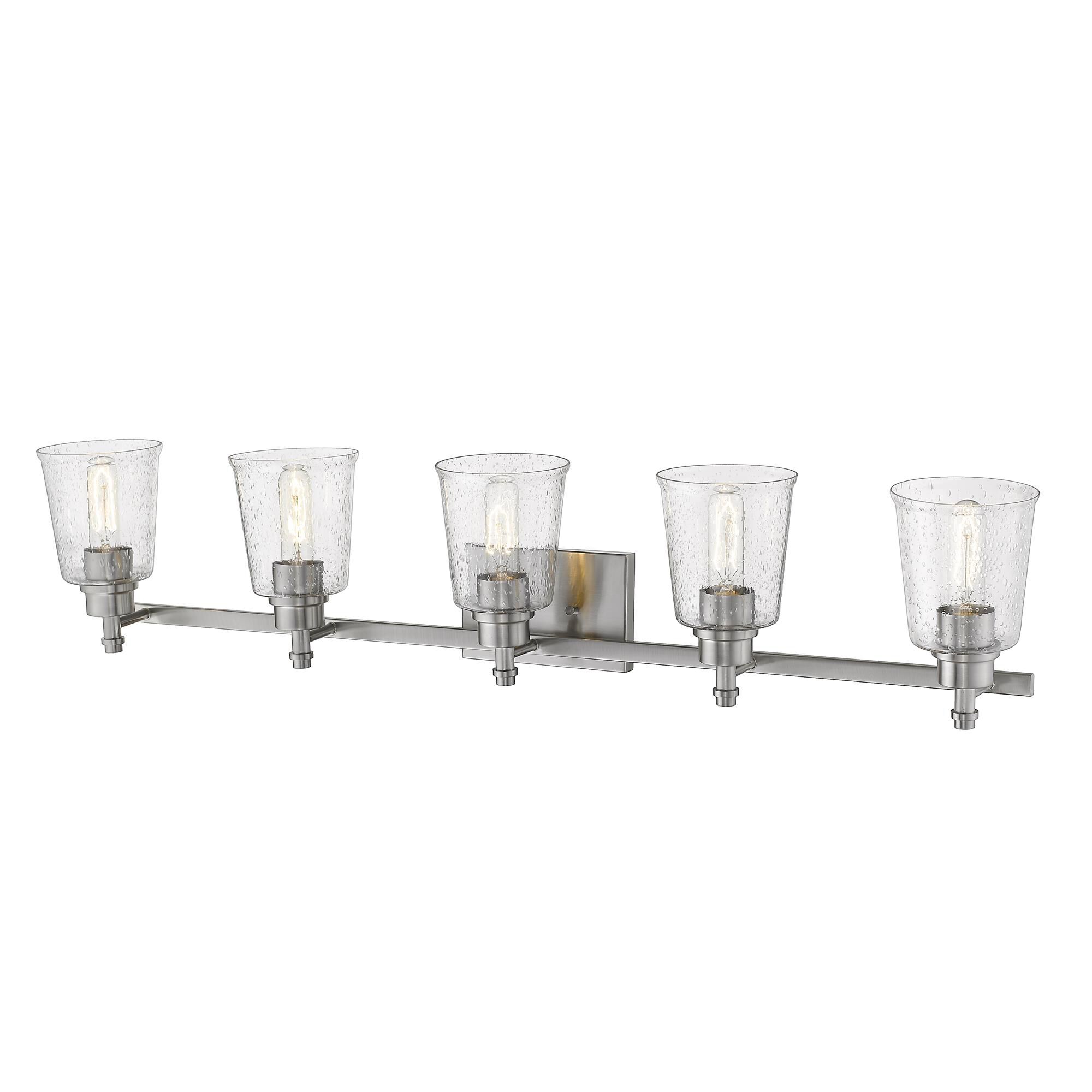 Shown in Brushed Nickel finish and Glass shade