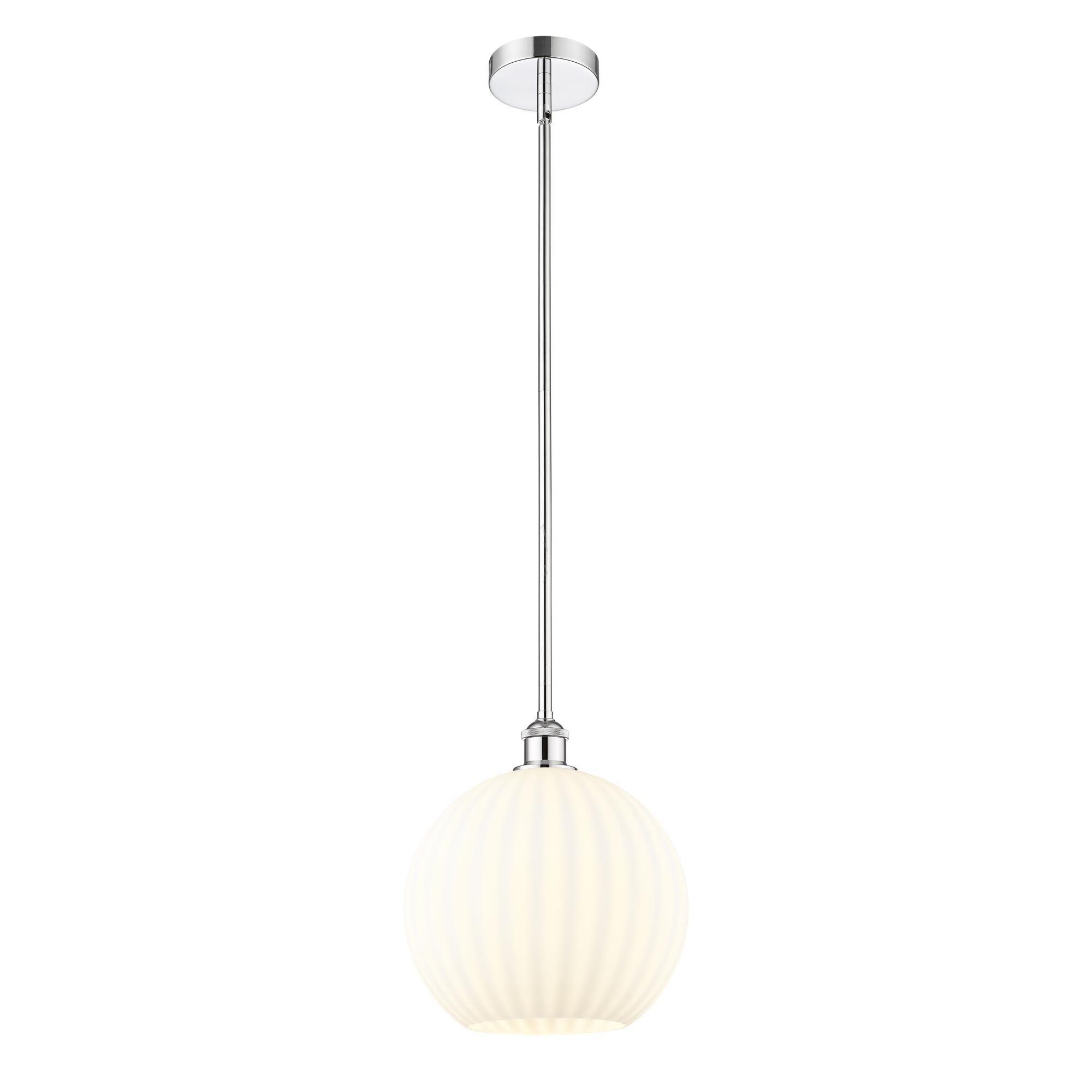 Shown in Polished Chrome finish and White Venetian glass