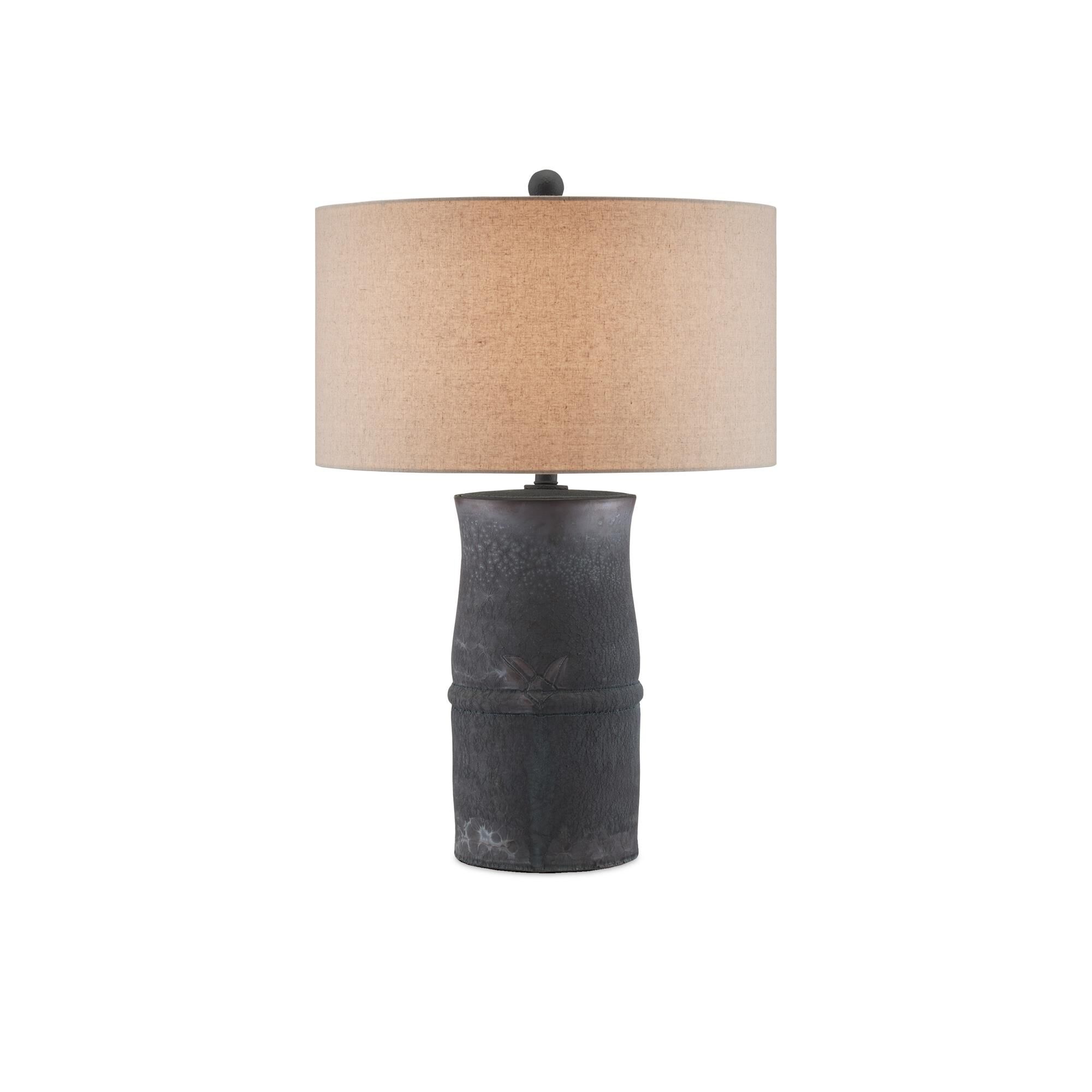 Shown in Satin Dark Gray finish and Natural Linen shade