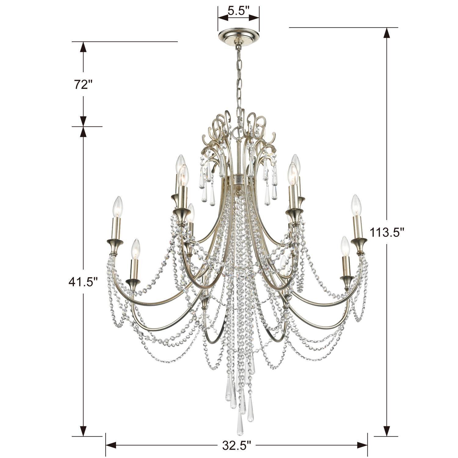 Arcadia 32 Inch 12 Light Chandelier by Crystorama