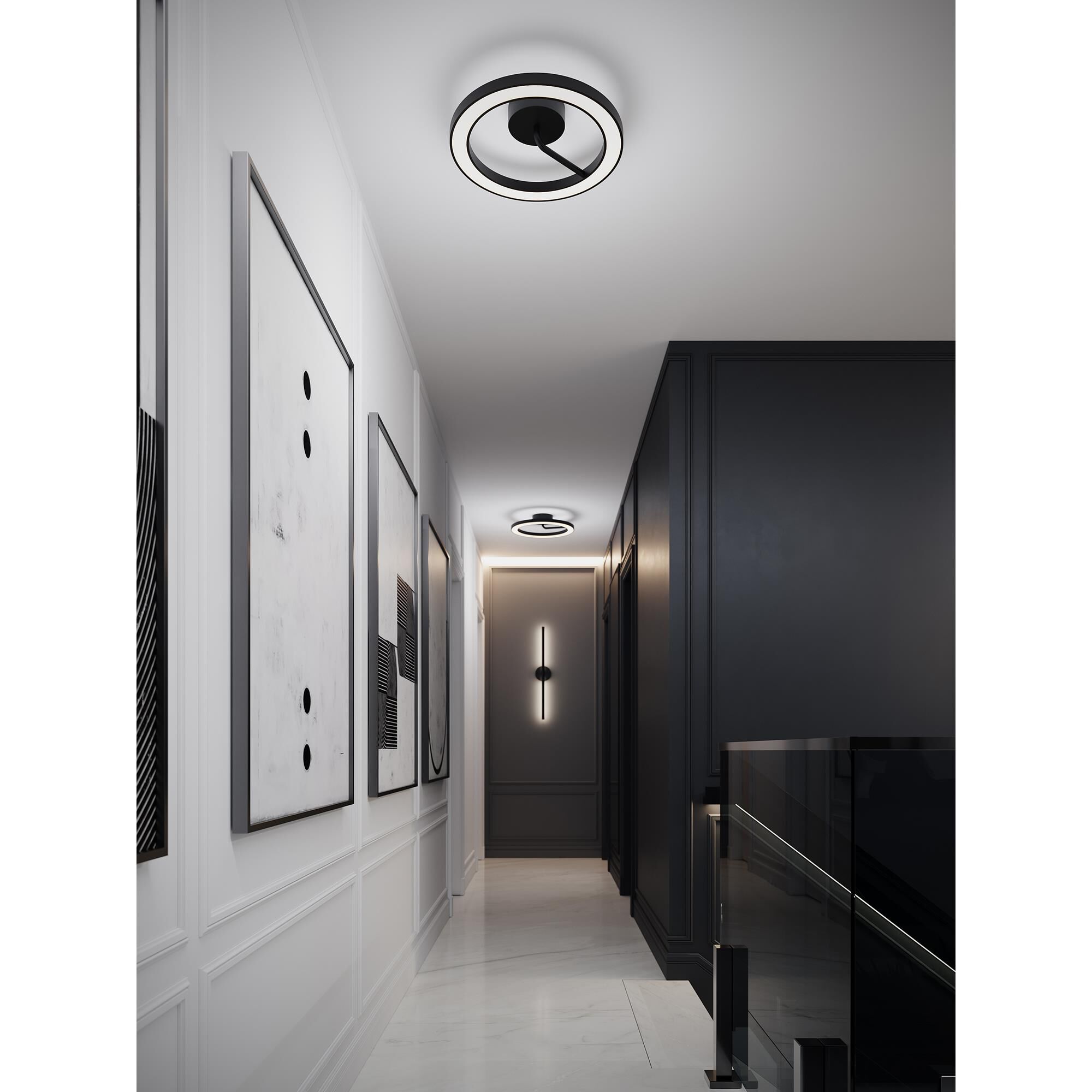 Shown in Black finish and White glass