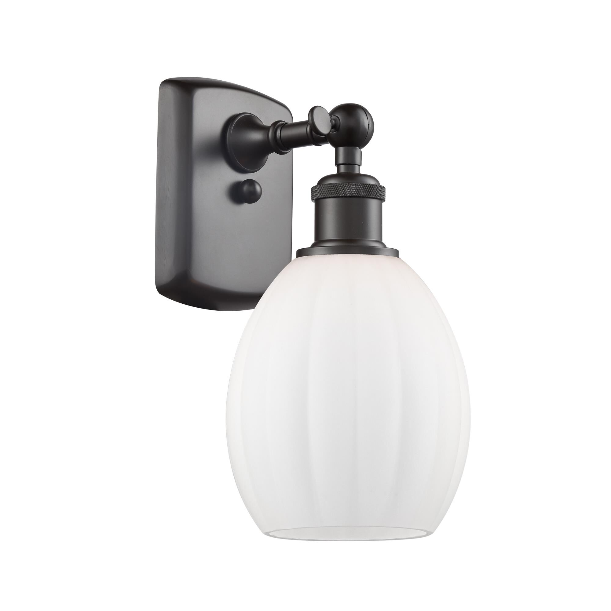 Shown in Oil Rubbed Bronze finish and White Ribbed glass