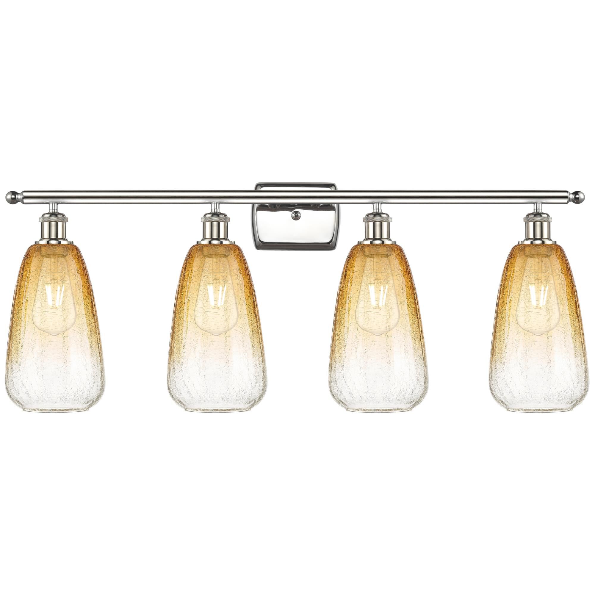 Shown in Polished Nickel finish and Amber glass