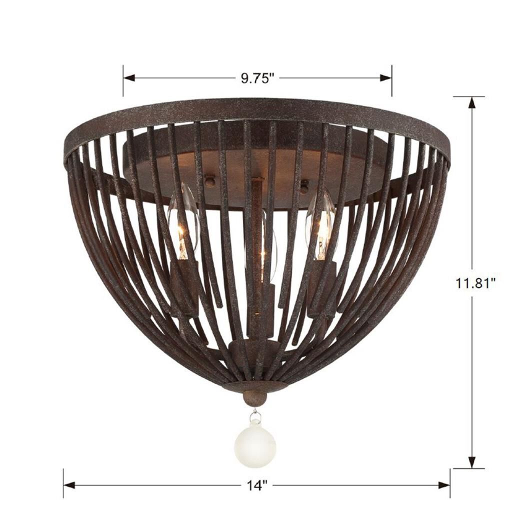 Duval 14 Inch 3 Light Semi Flush Mount by Crystorama